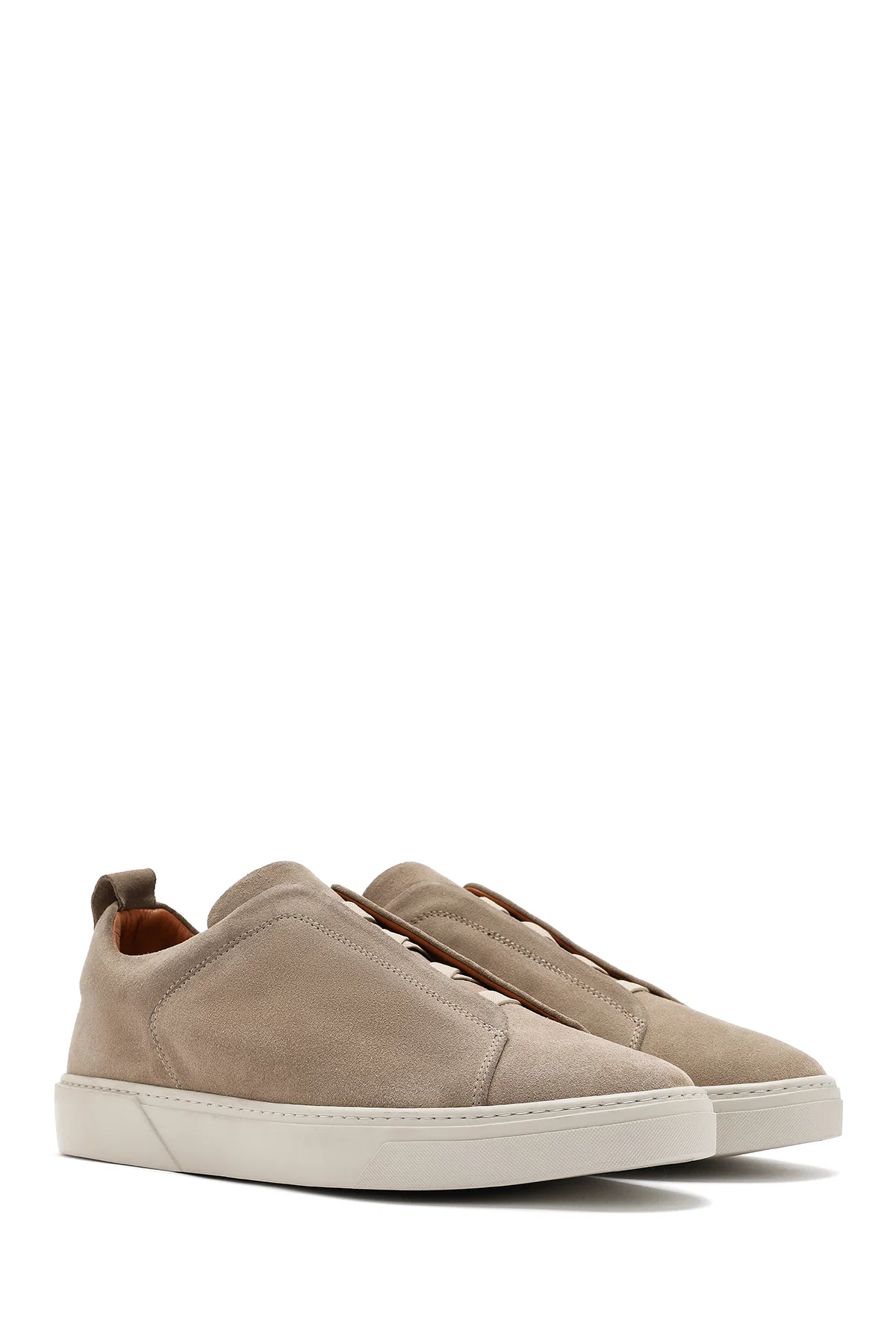 Erkek Bej Süet Deri Sneaker - Image 3