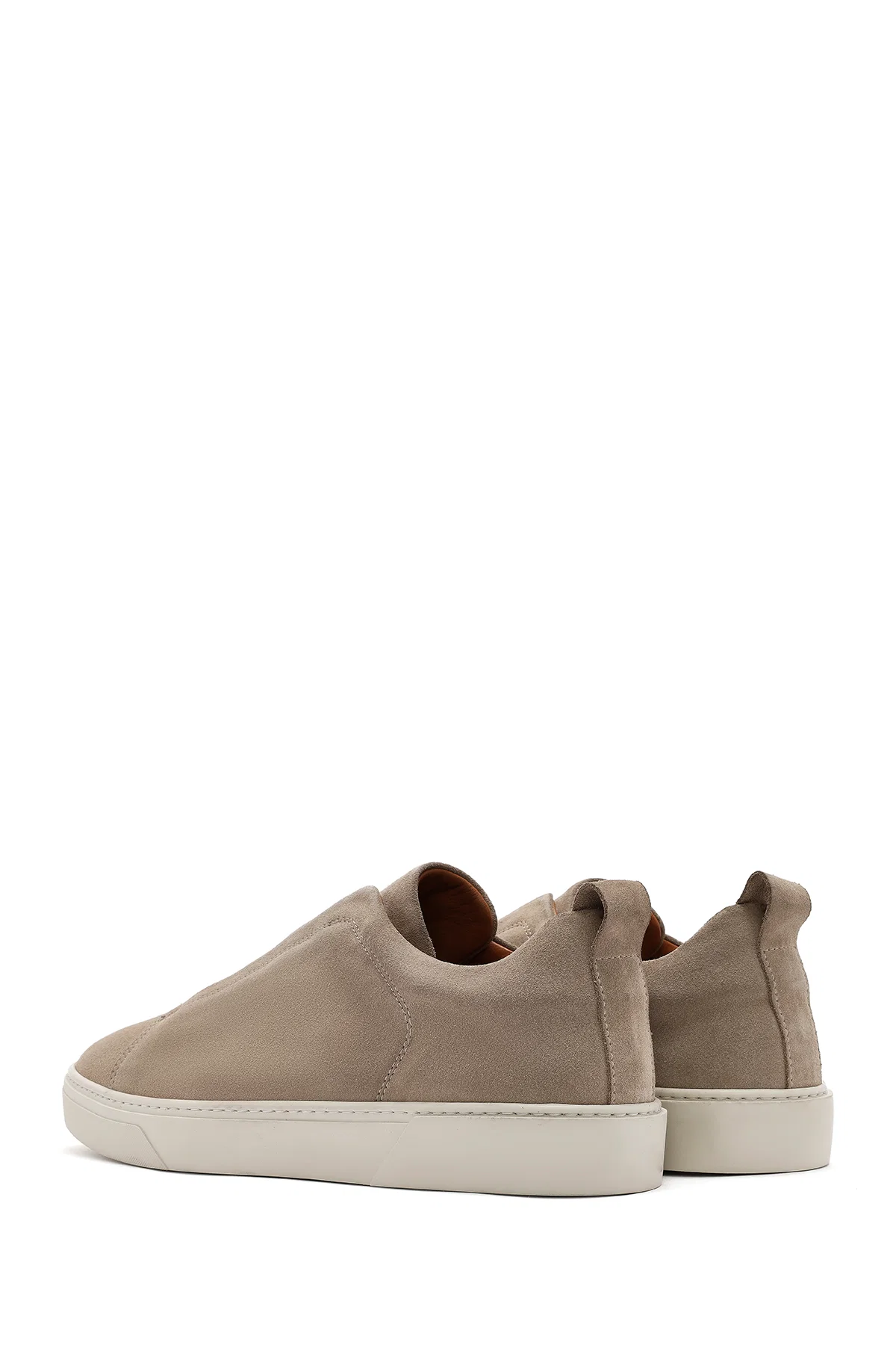Erkek Bej Süet Deri Sneaker - Image 5