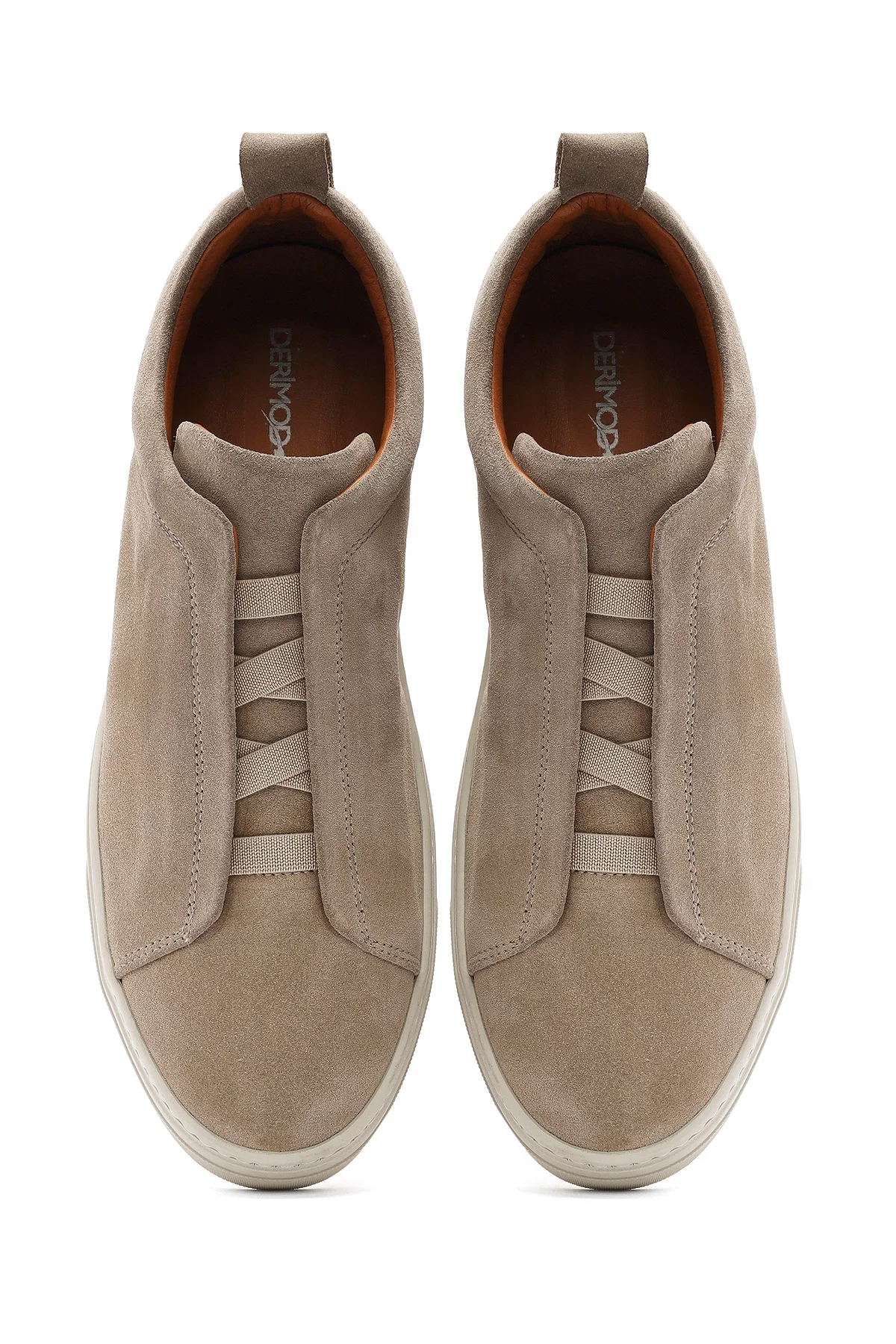 Erkek Bej Süet Deri Sneaker - Image 7