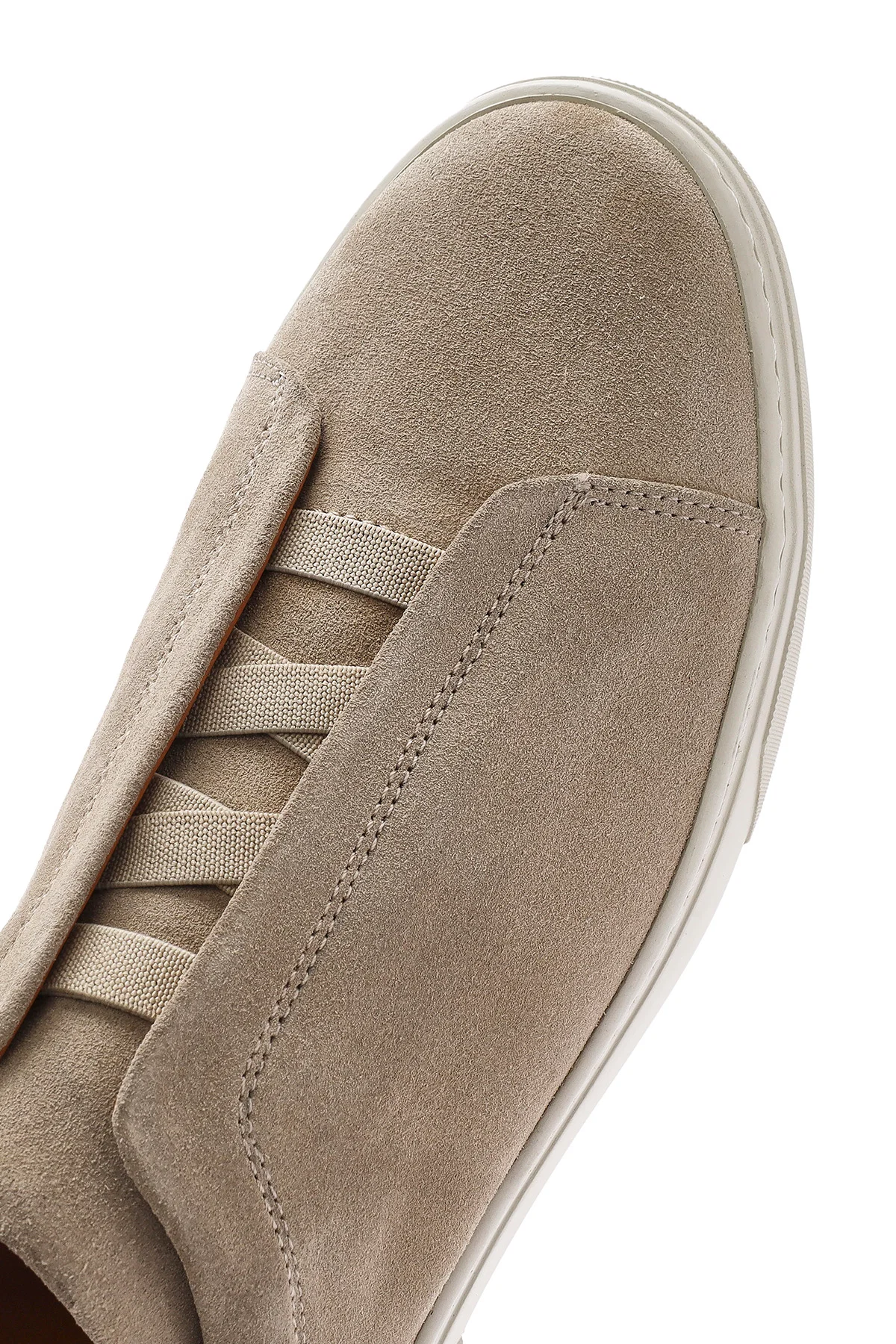 Erkek Bej Süet Deri Sneaker - Image 8
