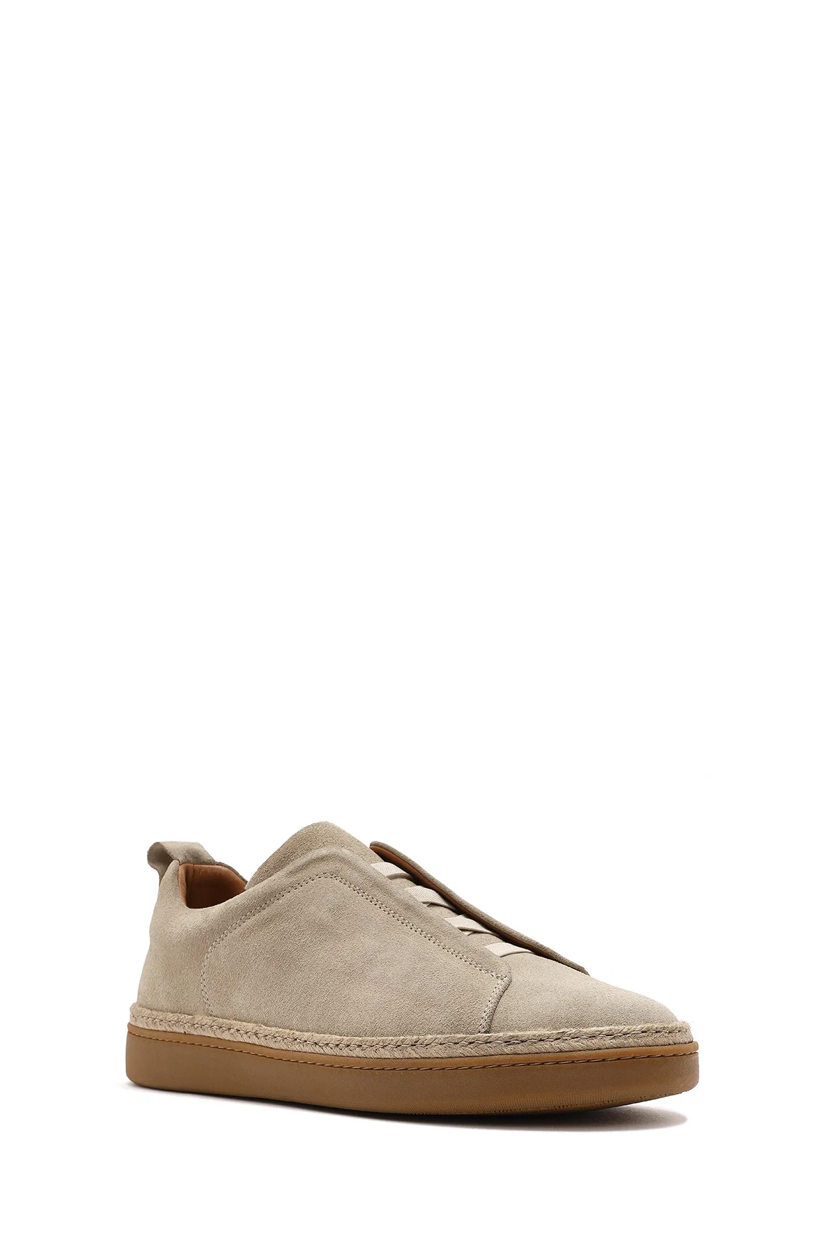 Erkek Bej Süet Deri Sneaker - Image 6