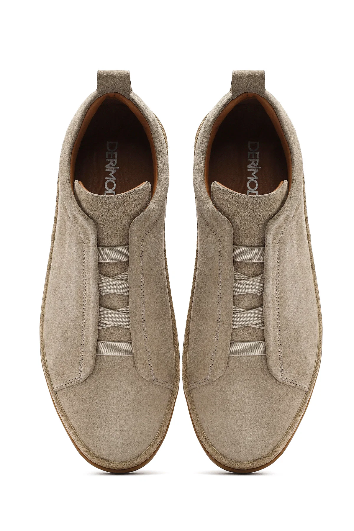 Erkek Bej Süet Deri Sneaker - Image 7