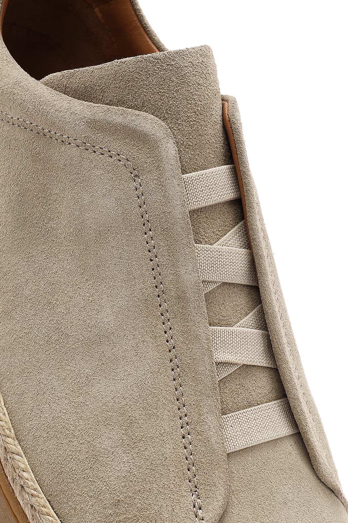 Erkek Bej Süet Deri Sneaker - Image 9