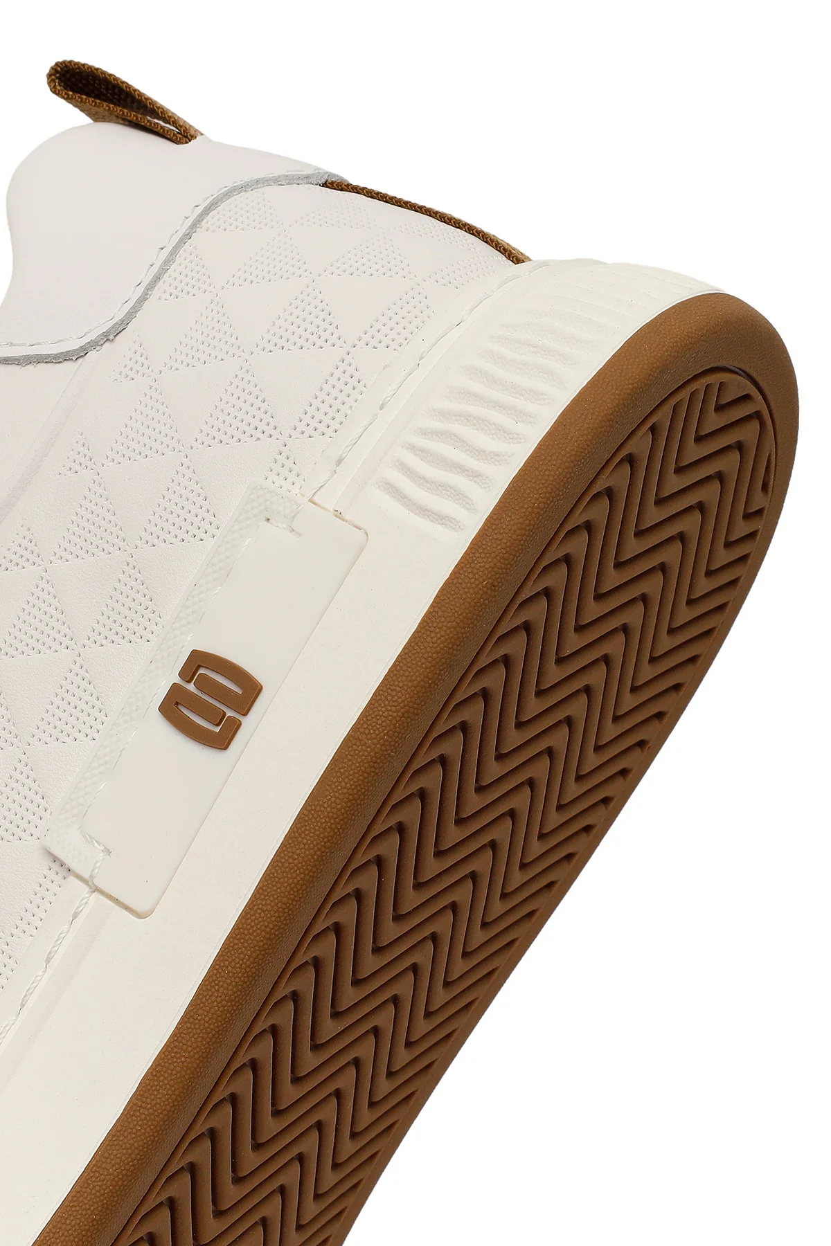 Erkek Beyaz Bağcıklı Baskılı Deri Sneaker - Image 8