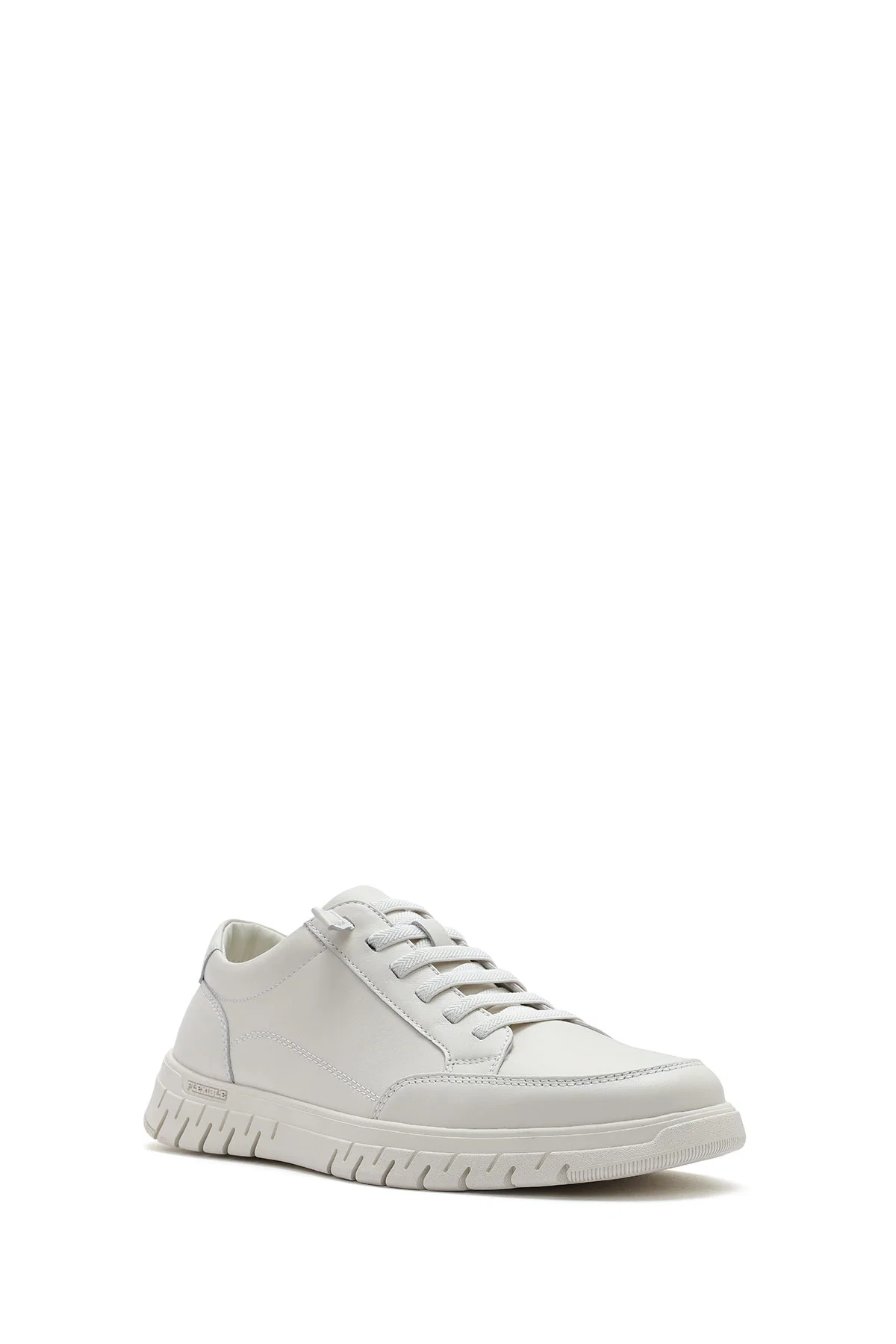 Erkek Beyaz Bağcıklı Deri Casual Ayakkabı - Image 6