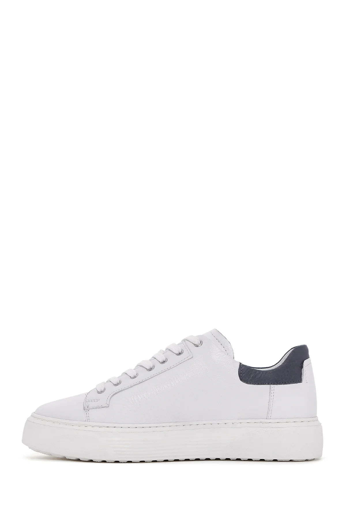 Erkek Beyaz Bağcıklı Deri Sneaker - Image 2
