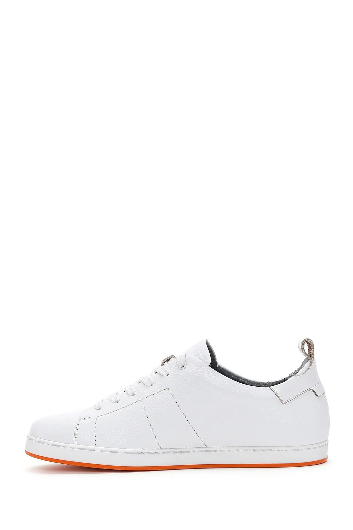 Erkek Beyaz Bağcıklı Deri Sneaker - Image 2