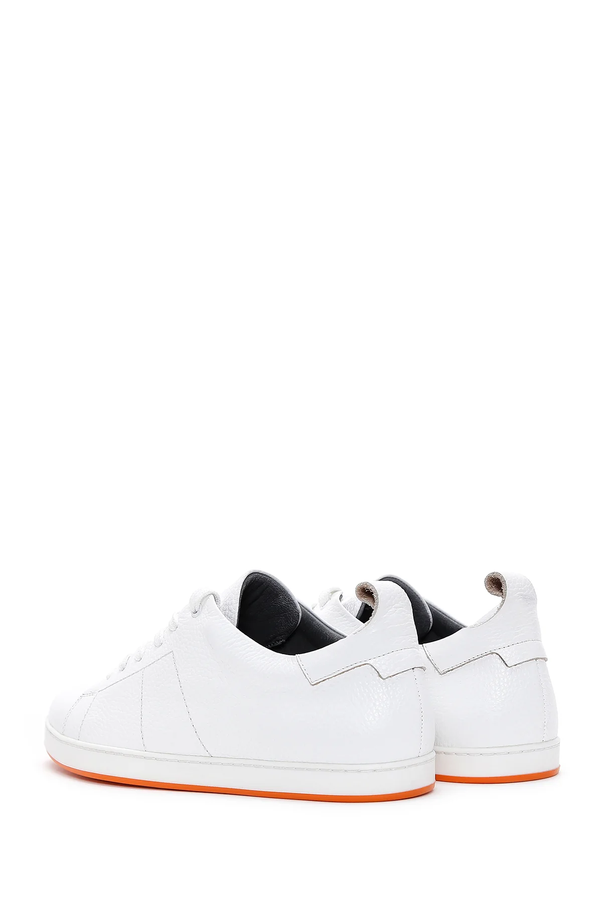 Erkek Beyaz Bağcıklı Deri Sneaker - Image 5