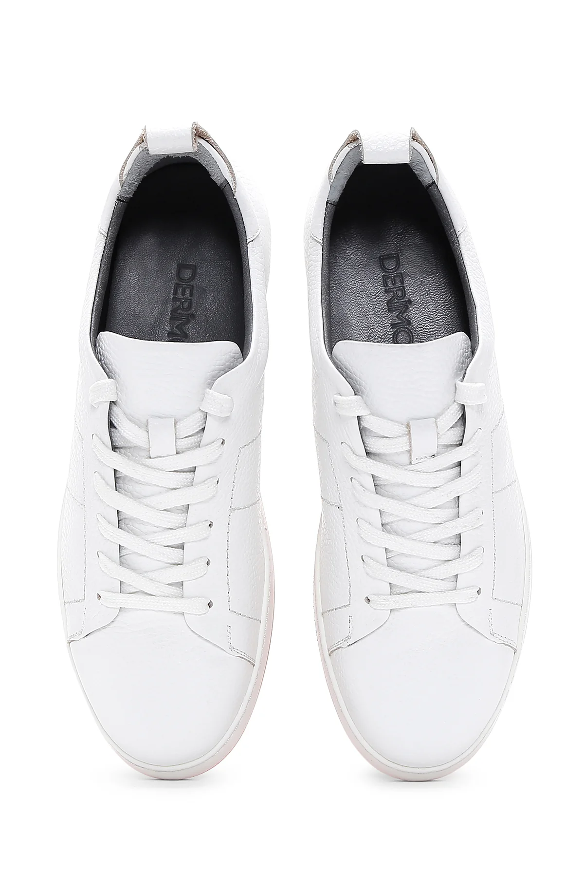 Erkek Beyaz Bağcıklı Deri Sneaker - Image 6