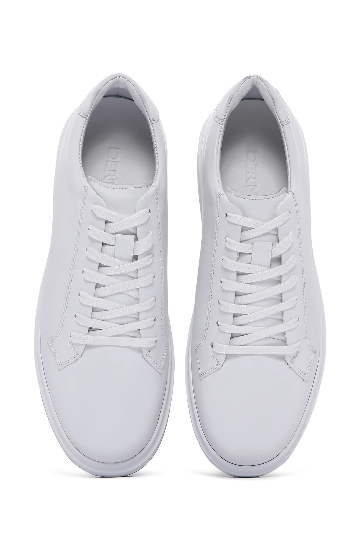 Erkek Beyaz Bağcıklı Deri Sneaker - Image 6