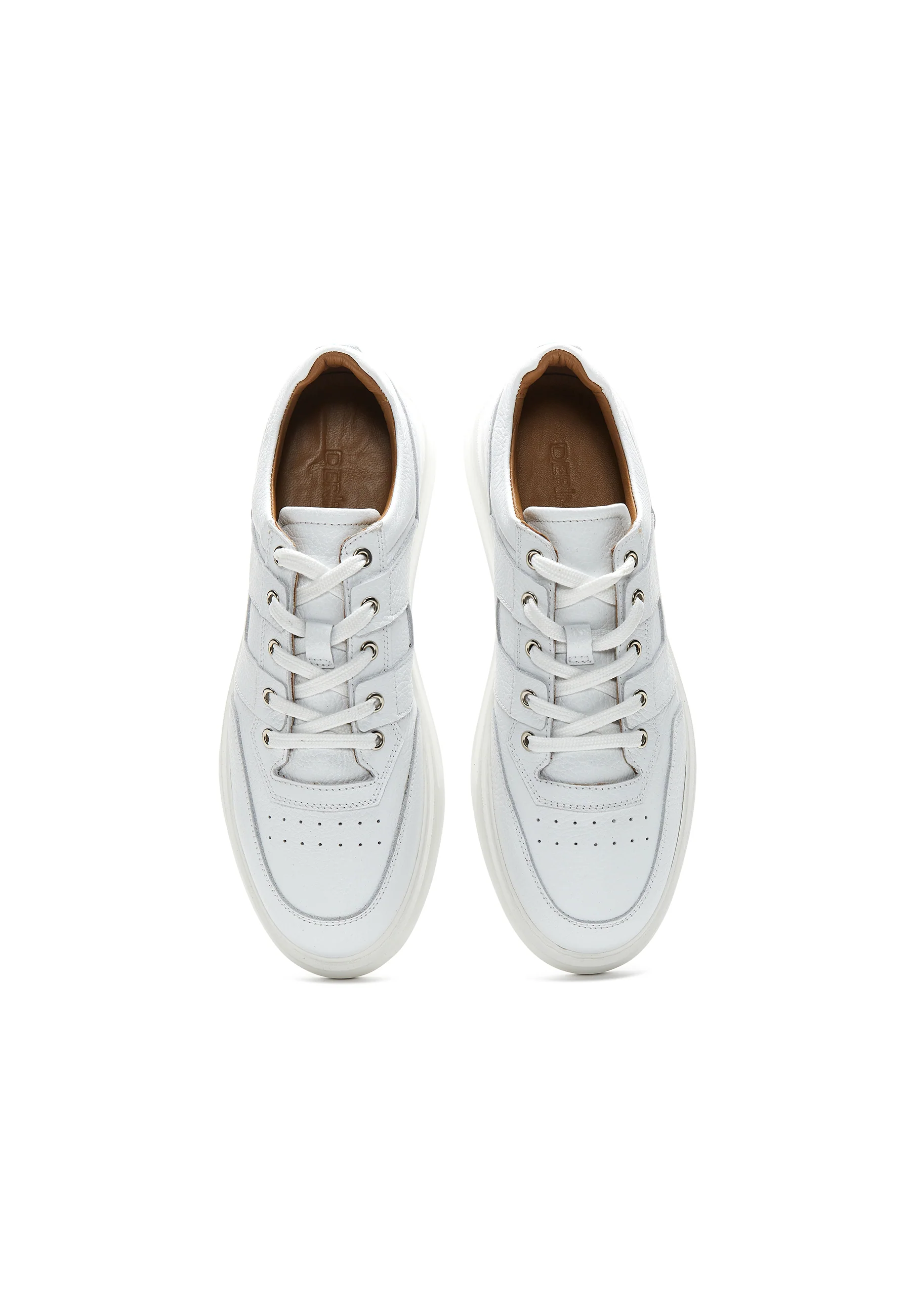 Erkek Beyaz Bağcıklı Deri Sneaker - Image 6