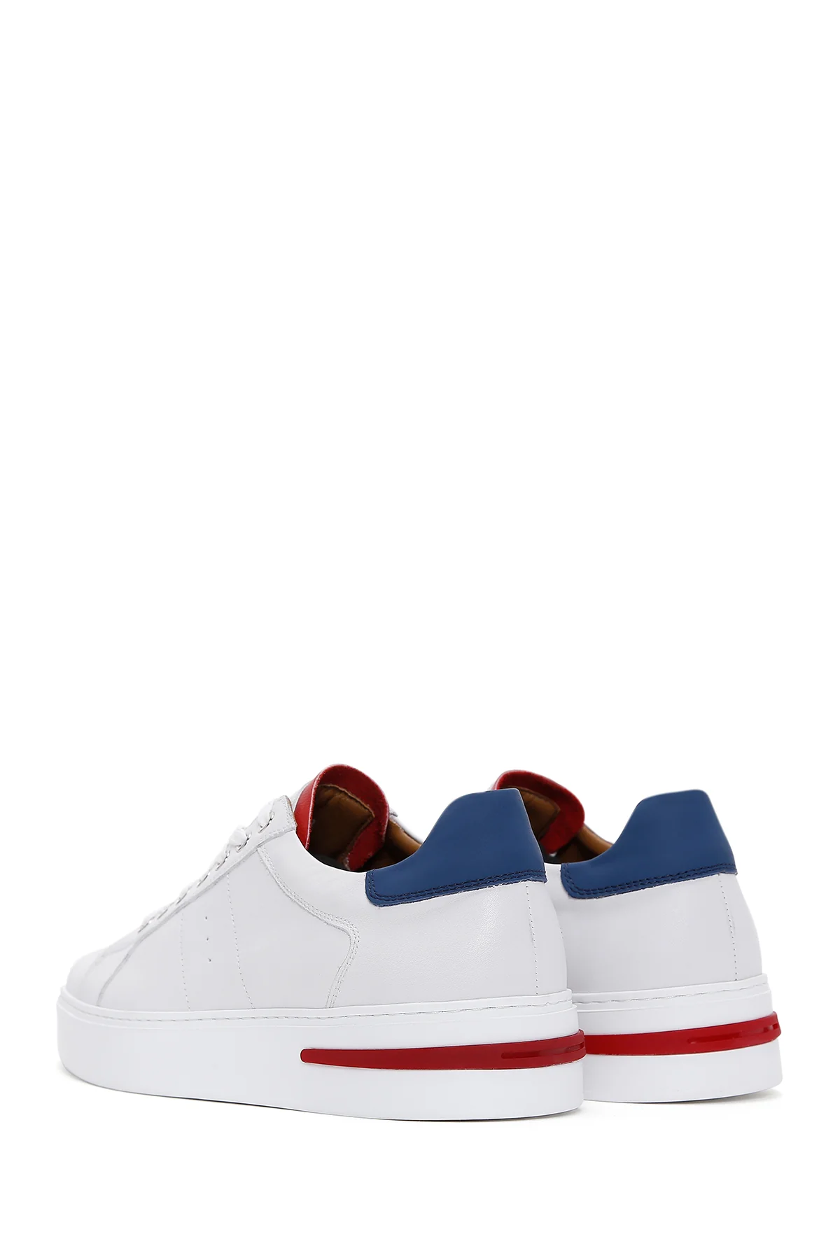 Erkek Beyaz Bağcıklı Deri Sneaker - Image 5