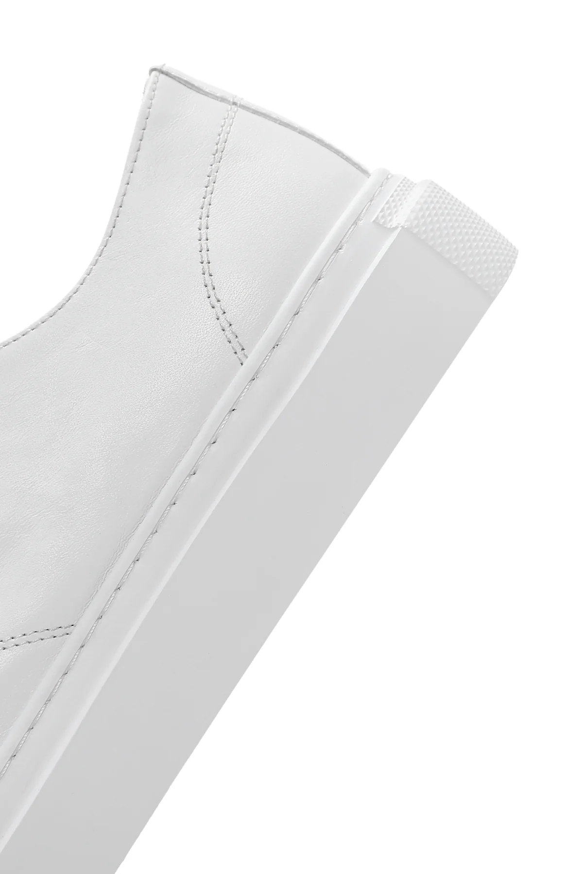 Erkek Beyaz Bağcıklı Deri Sneaker - Image 7