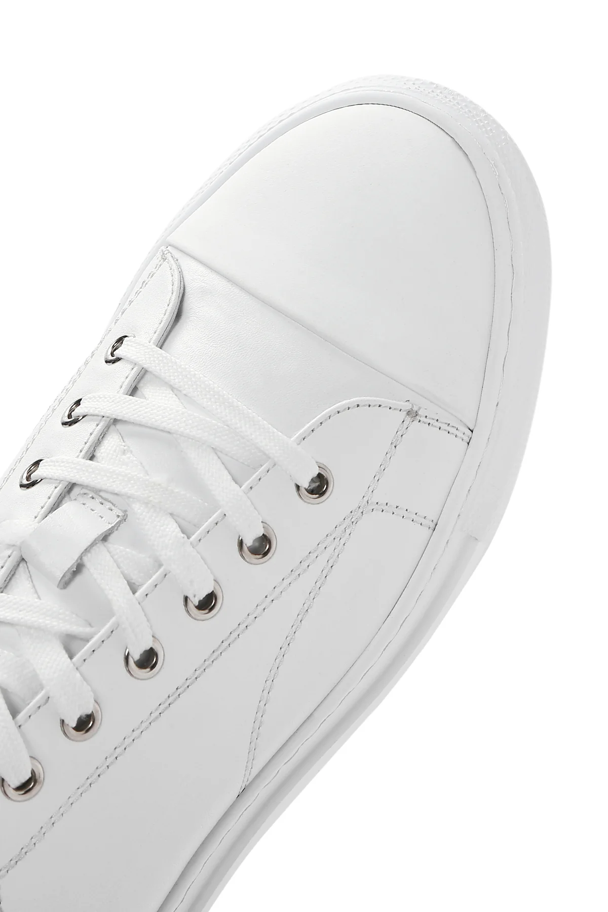 Erkek Beyaz Bağcıklı Deri Sneaker - Image 8
