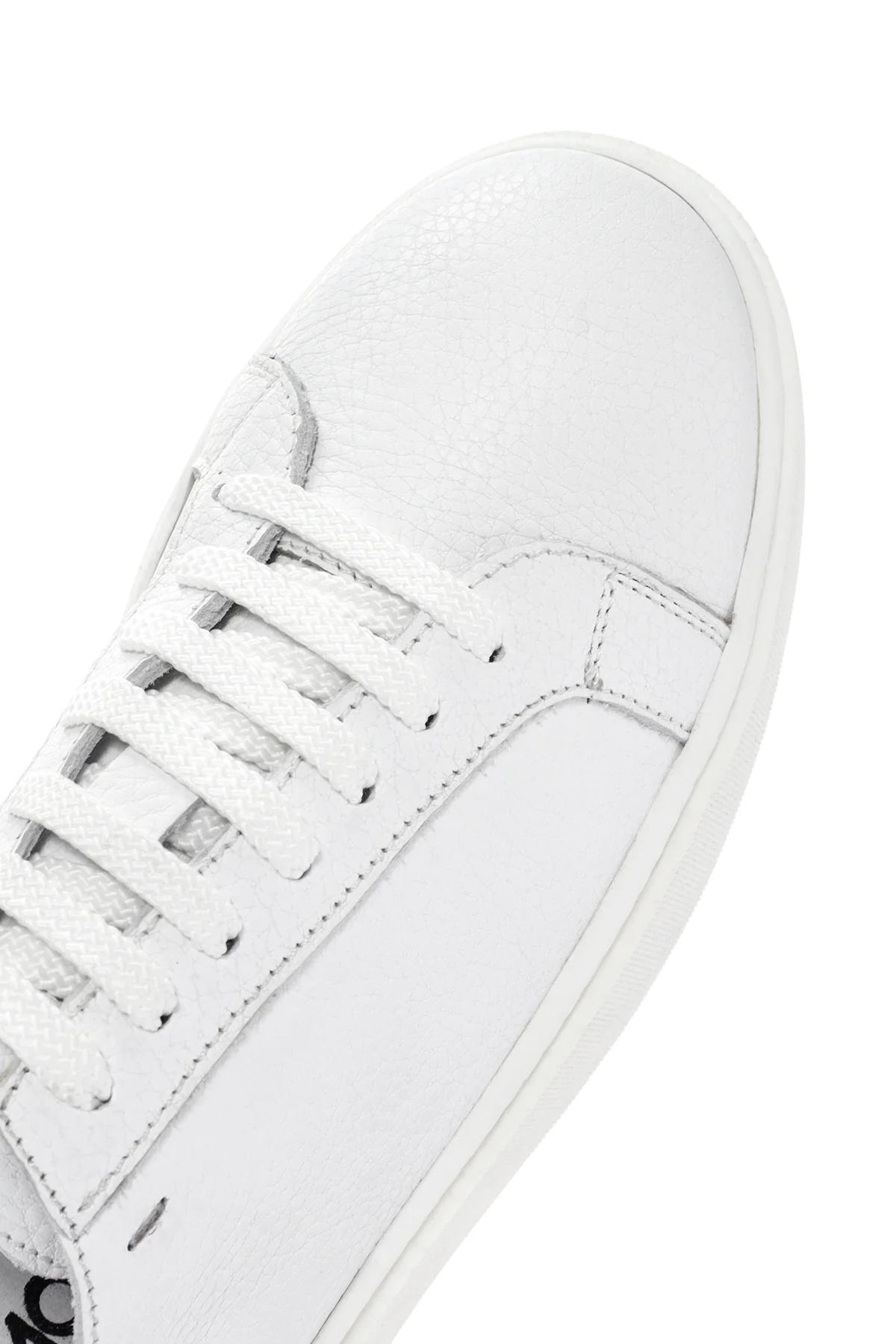 Erkek Beyaz Bağcıklı Deri Sneaker - Image 10