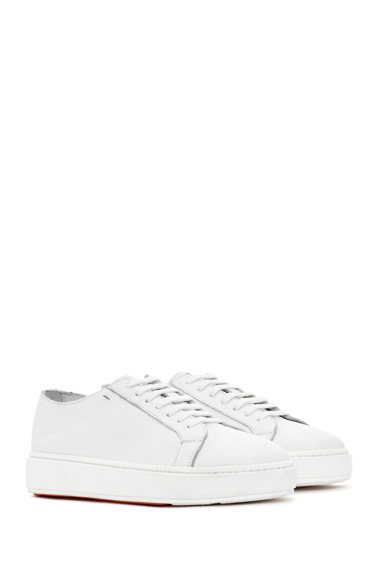 Erkek Beyaz Bağcıklı Deri Sneaker - Image 3