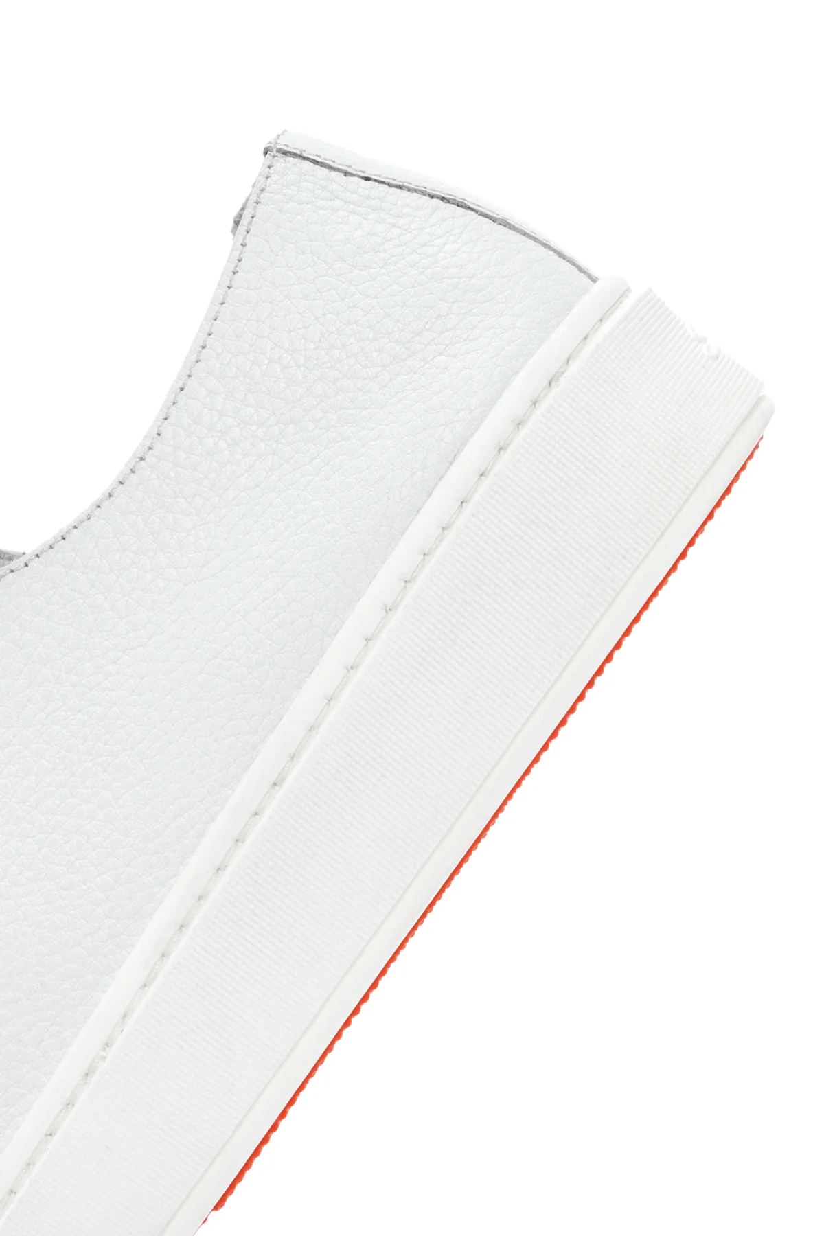 Erkek Beyaz Bağcıklı Deri Sneaker - Image 8