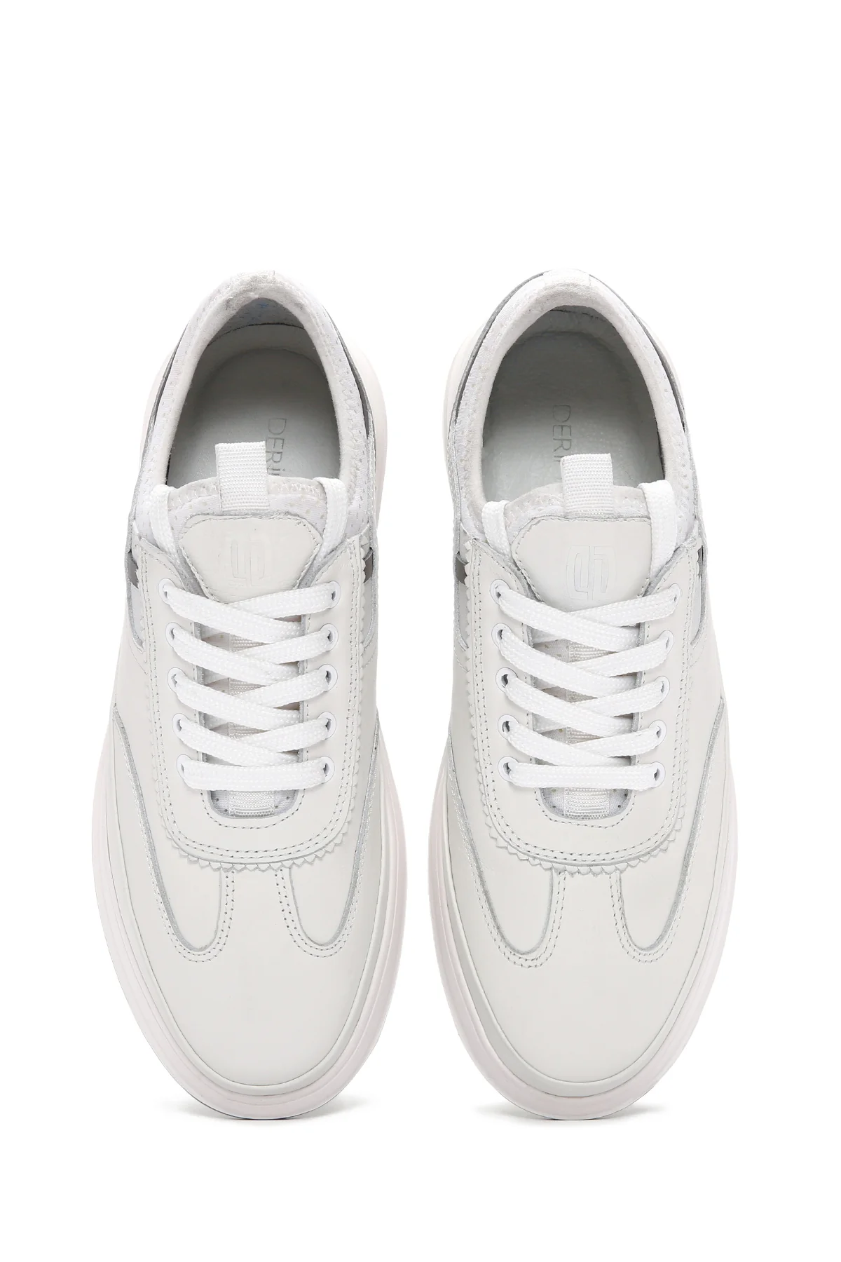 Erkek Beyaz Bağcıklı Deri Sneaker - Image 7