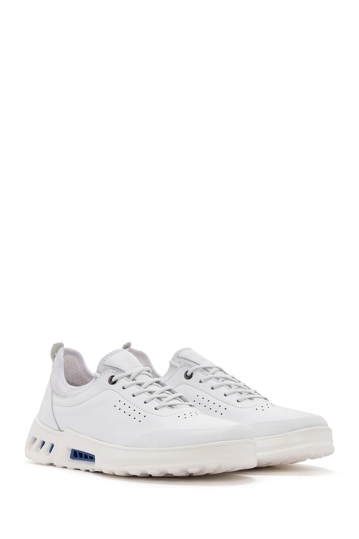 Erkek Beyaz Bağcıklı Deri Sneaker - Image 3