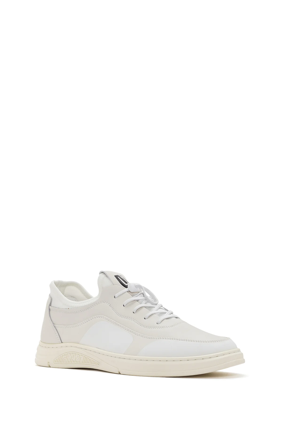 Erkek Beyaz Bağcıklı Deri Sneaker - Image 6