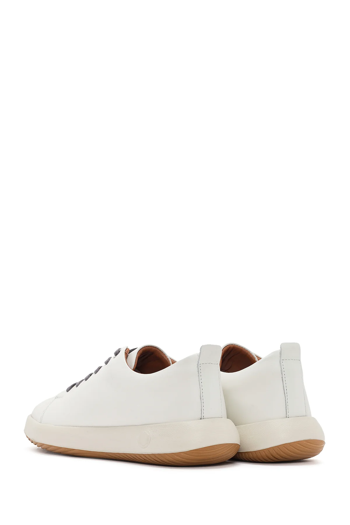 Erkek Beyaz Bağcıklı Deri Sneaker - Image 5