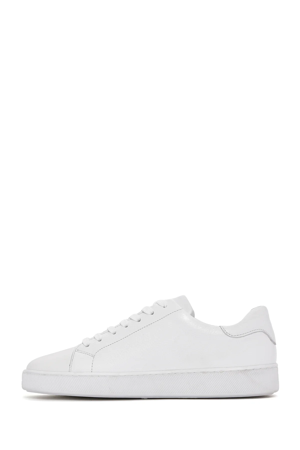 Erkek Beyaz Bağcıklı Deri Sneaker - Image 2