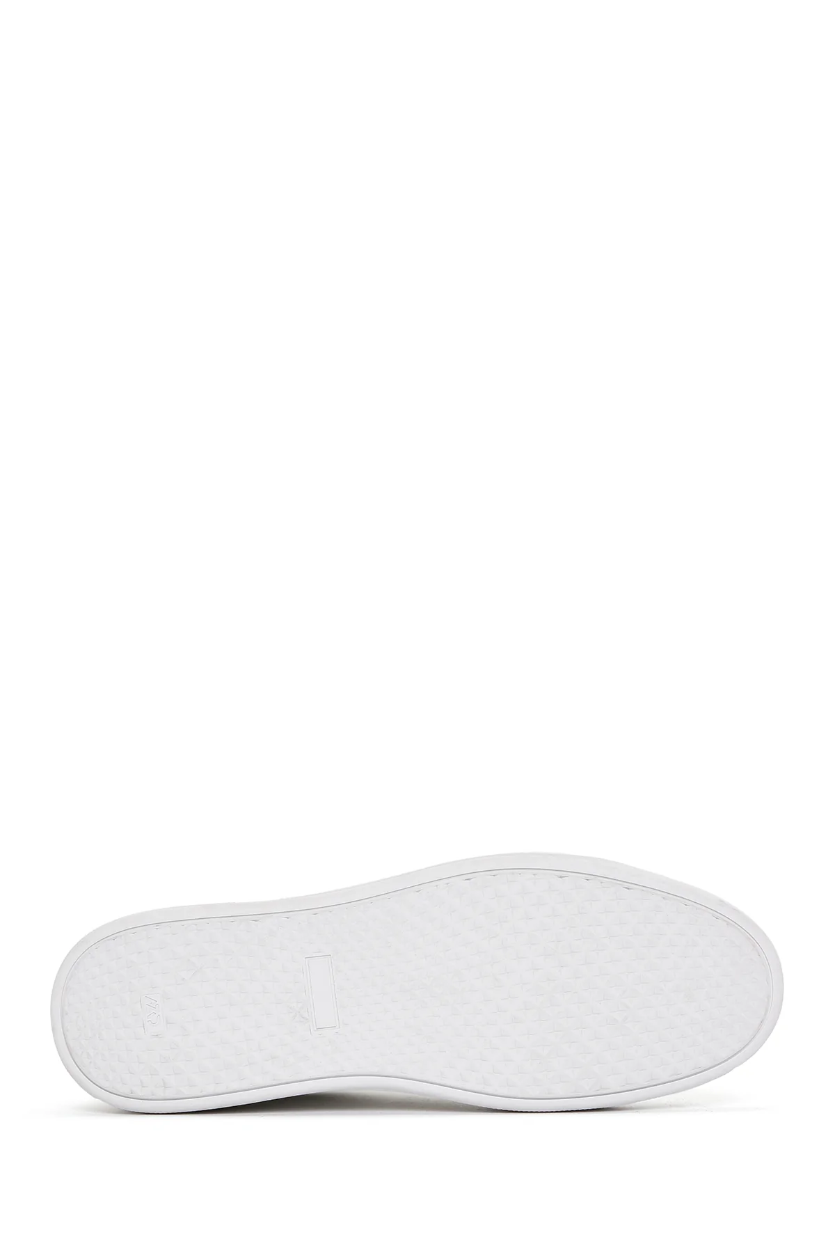 Erkek Beyaz Bağcıklı Deri Sneaker - Image 4