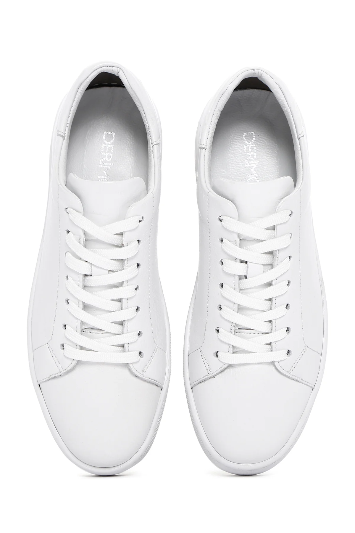 Erkek Beyaz Bağcıklı Deri Sneaker - Image 7