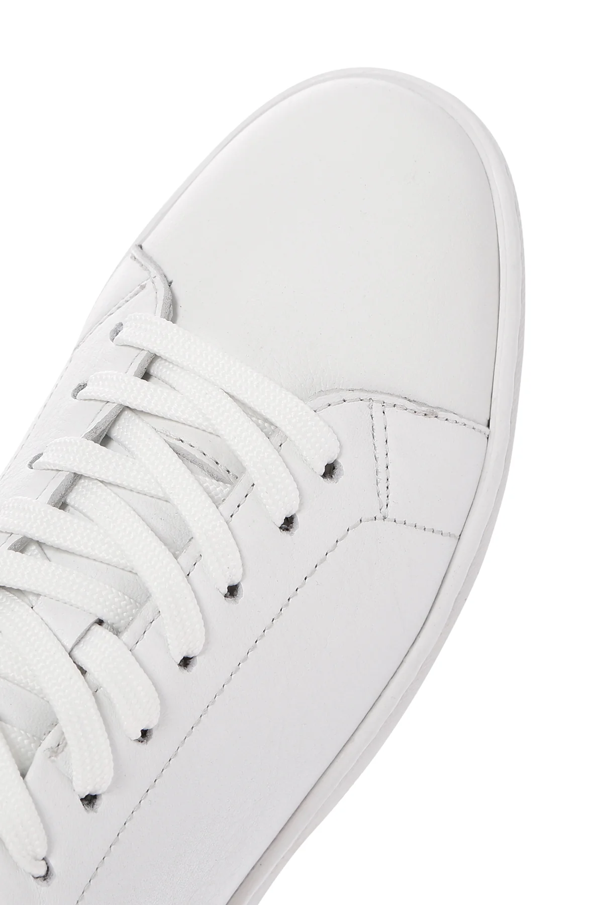 Erkek Beyaz Bağcıklı Deri Sneaker - Image 9