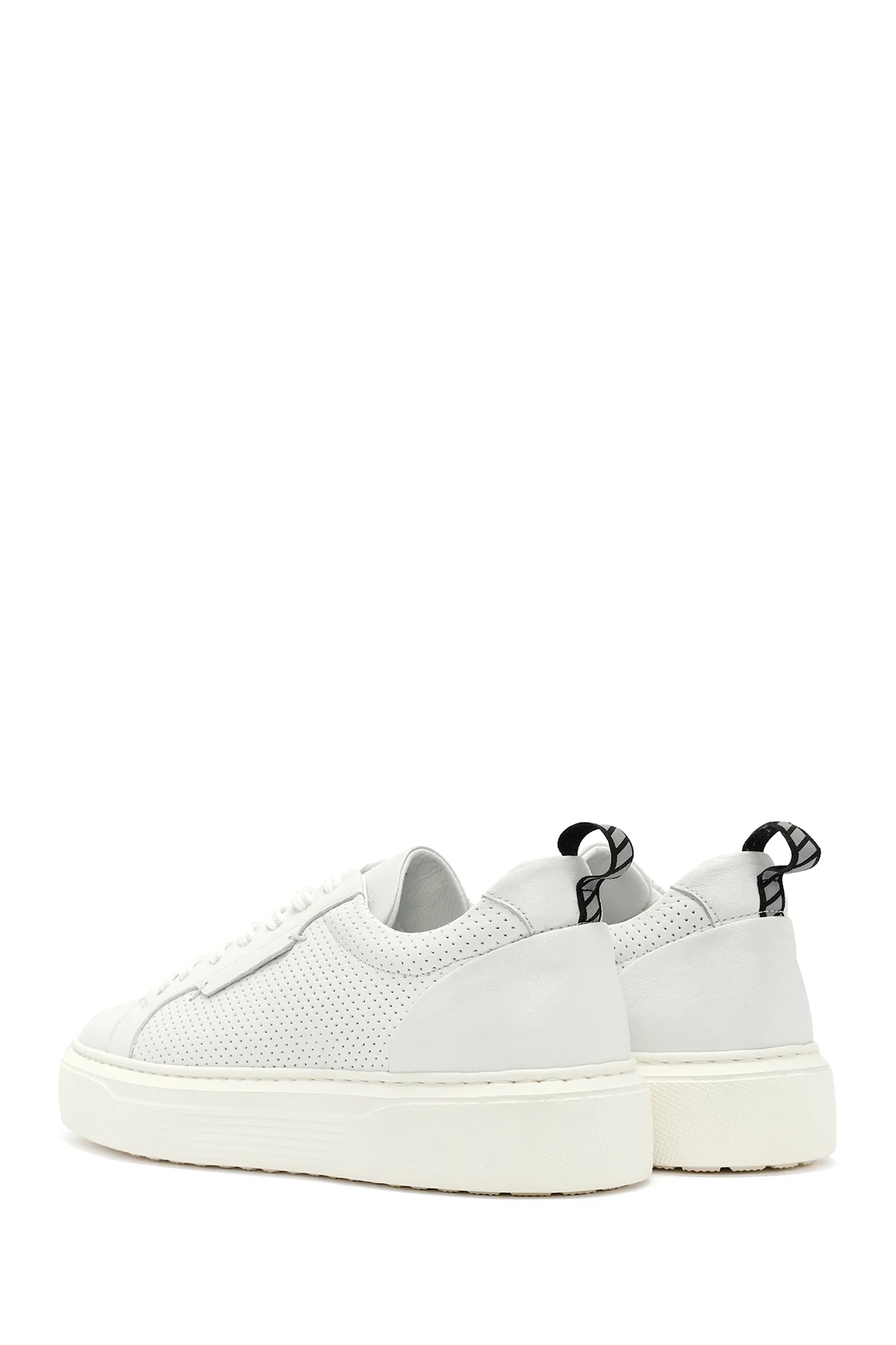 Erkek Beyaz Bağcıklı Deri Sneaker - Image 5