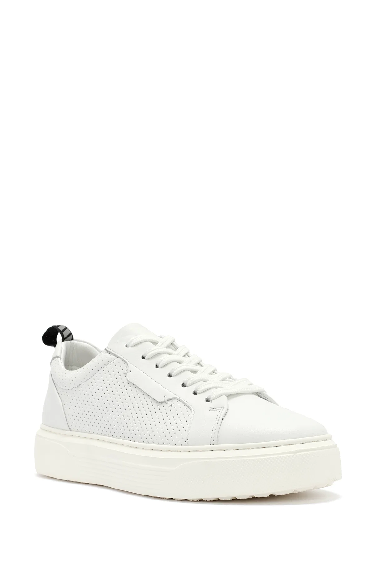 Erkek Beyaz Bağcıklı Deri Sneaker - Image 6