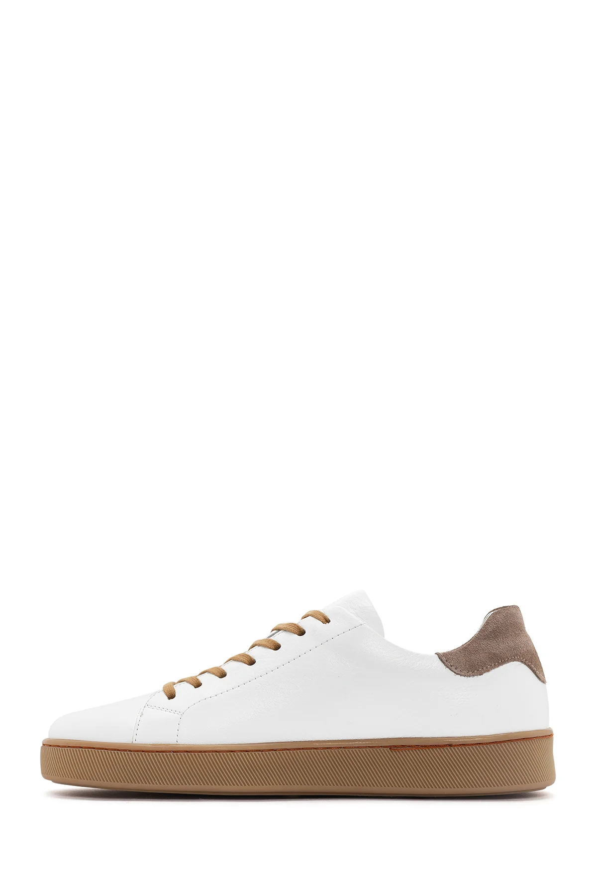 Erkek Beyaz Bağcıklı Deri Sneaker - Image 2