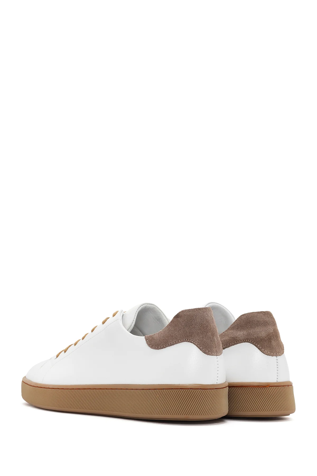 Erkek Beyaz Bağcıklı Deri Sneaker - Image 5