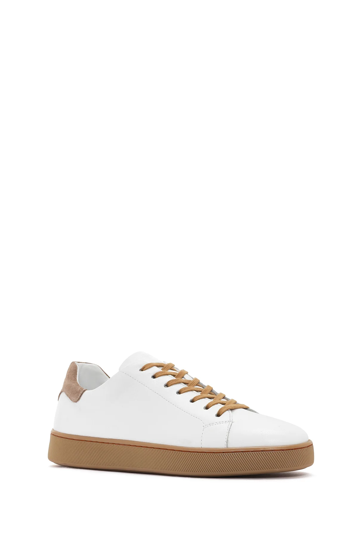 Erkek Beyaz Bağcıklı Deri Sneaker - Image 6