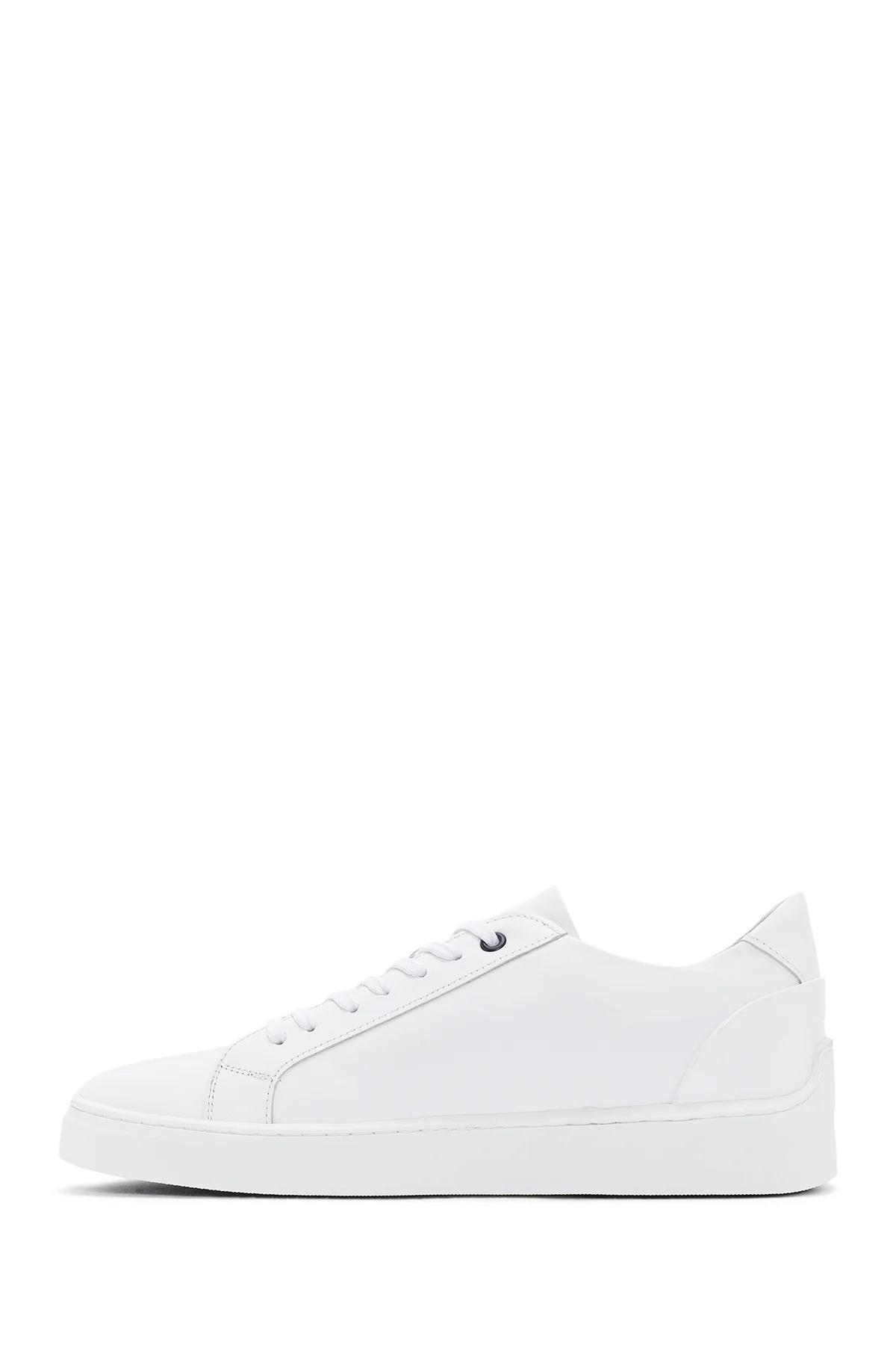 Erkek Beyaz Bağcıklı Deri Sneaker - Image 2