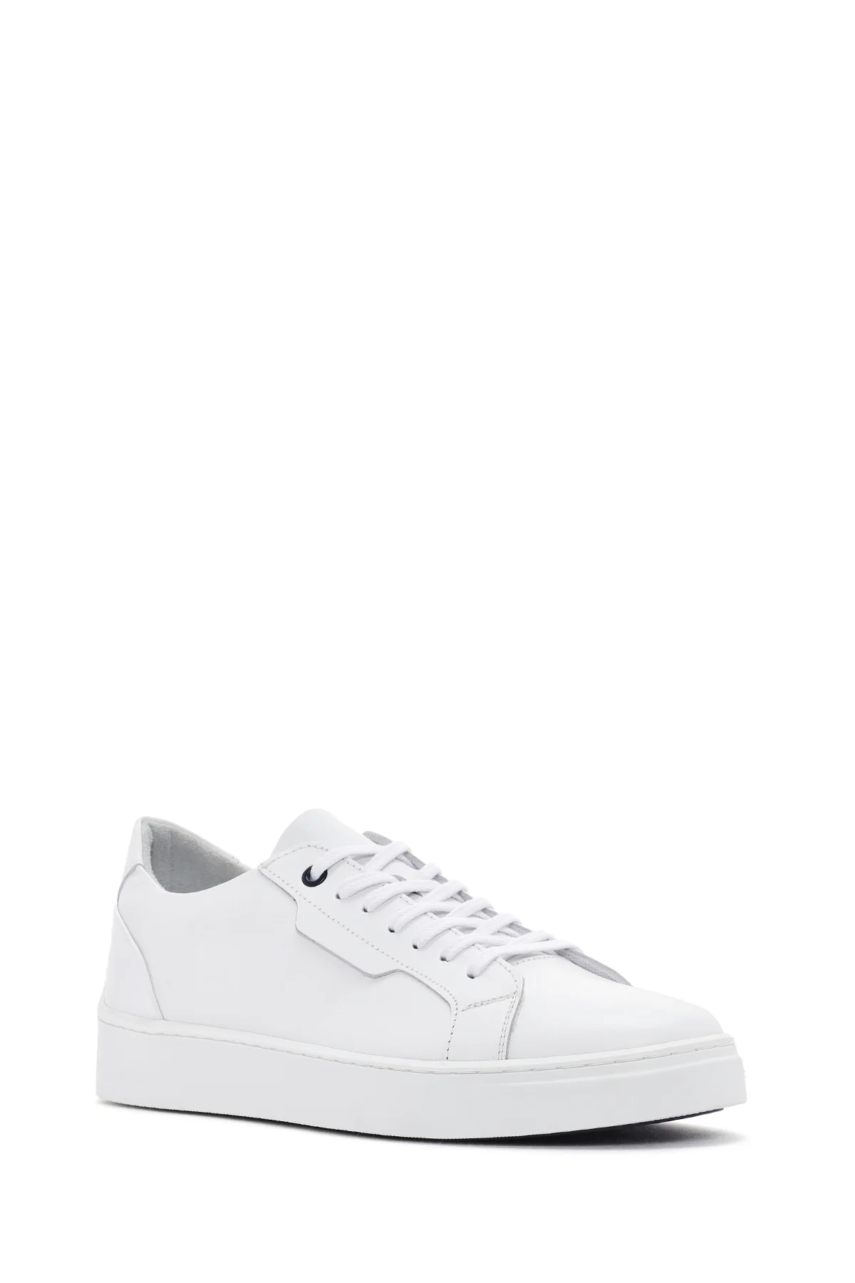 Erkek Beyaz Bağcıklı Deri Sneaker - Image 6