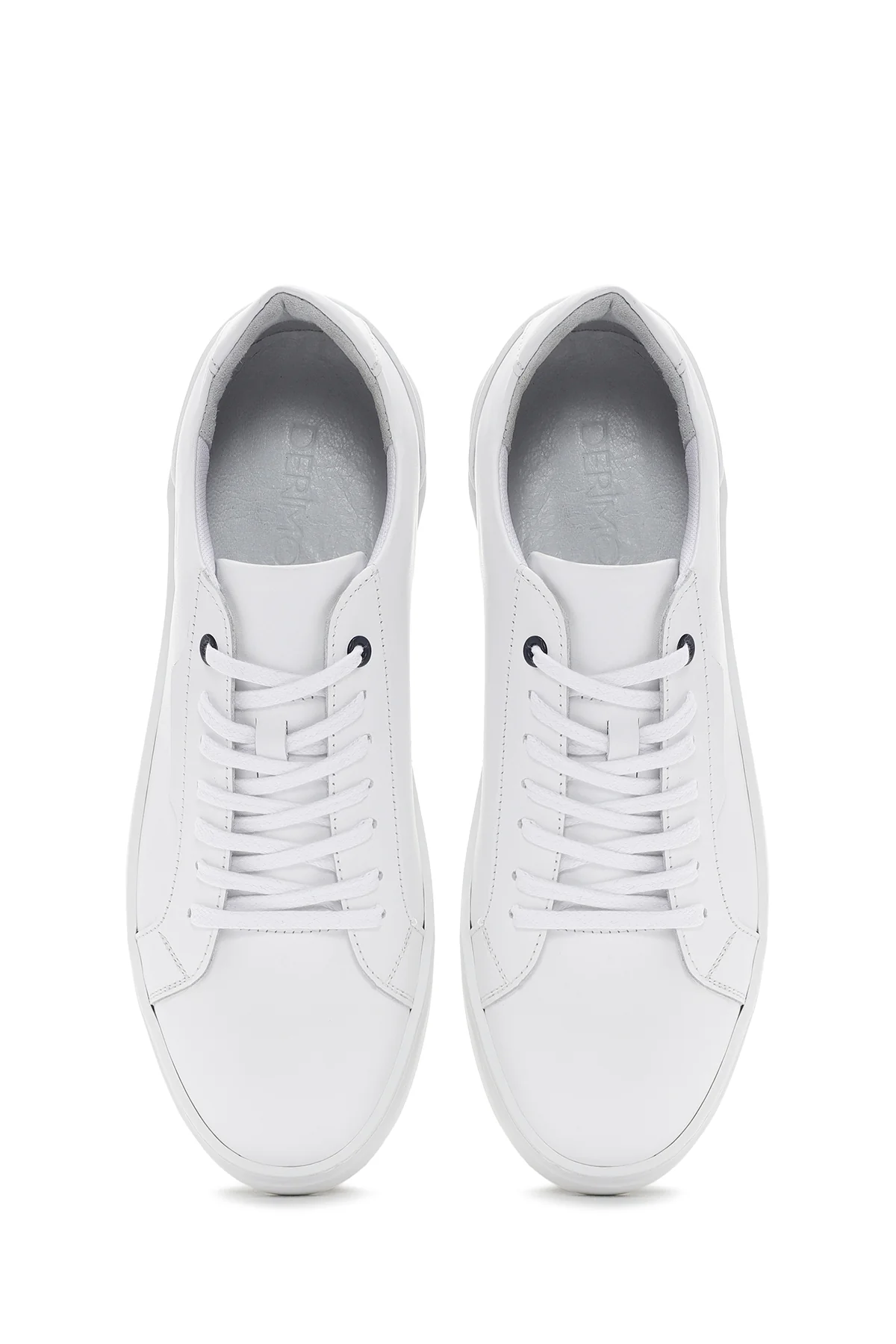 Erkek Beyaz Bağcıklı Deri Sneaker - Image 7