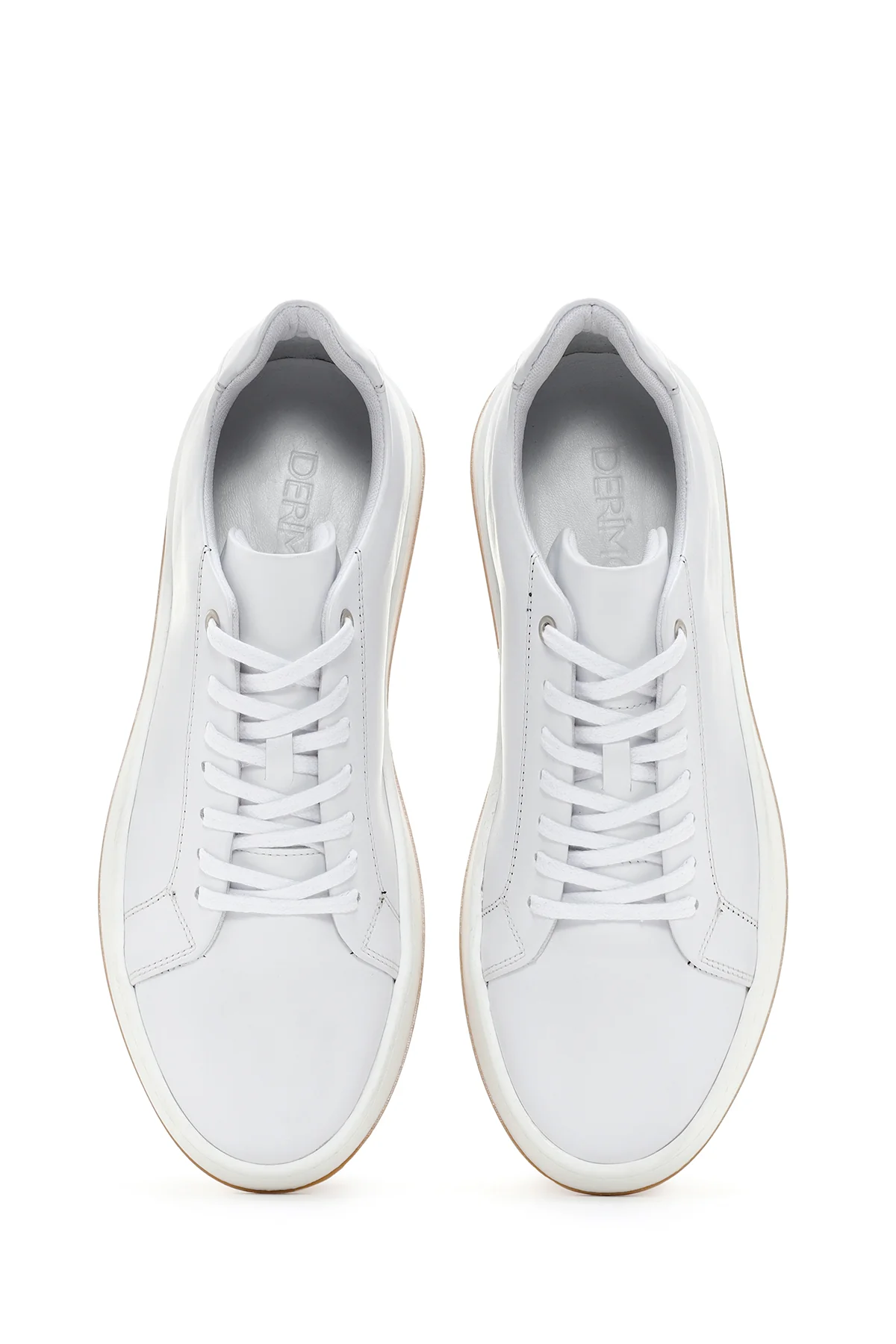 Erkek Beyaz Bağcıklı Deri Sneaker - Image 6