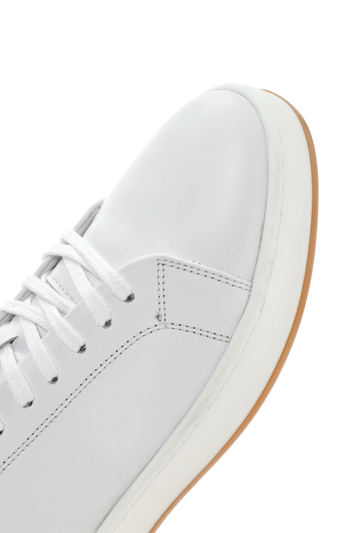 Erkek Beyaz Bağcıklı Deri Sneaker - Image 9