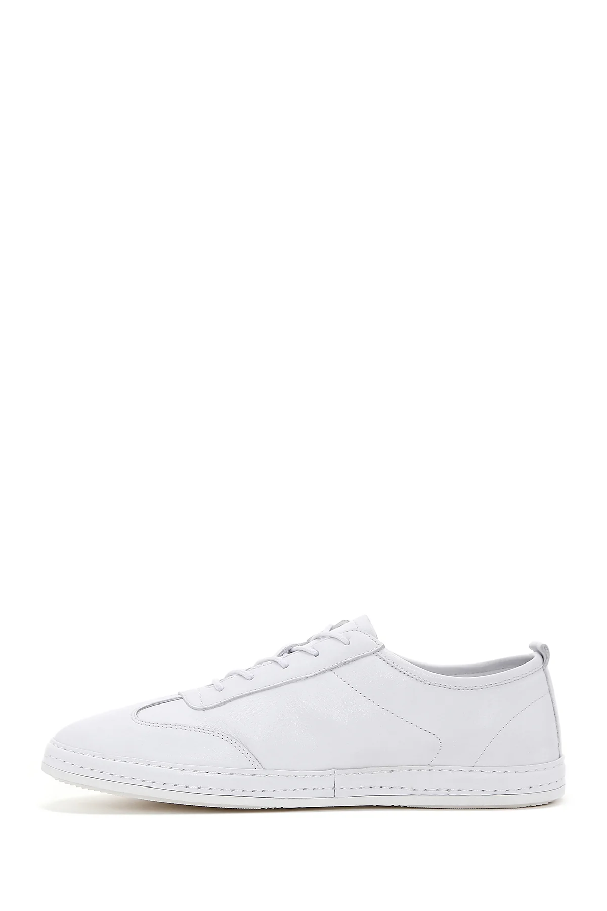 Erkek Beyaz Bağcıklı Deri Sneaker - Image 2