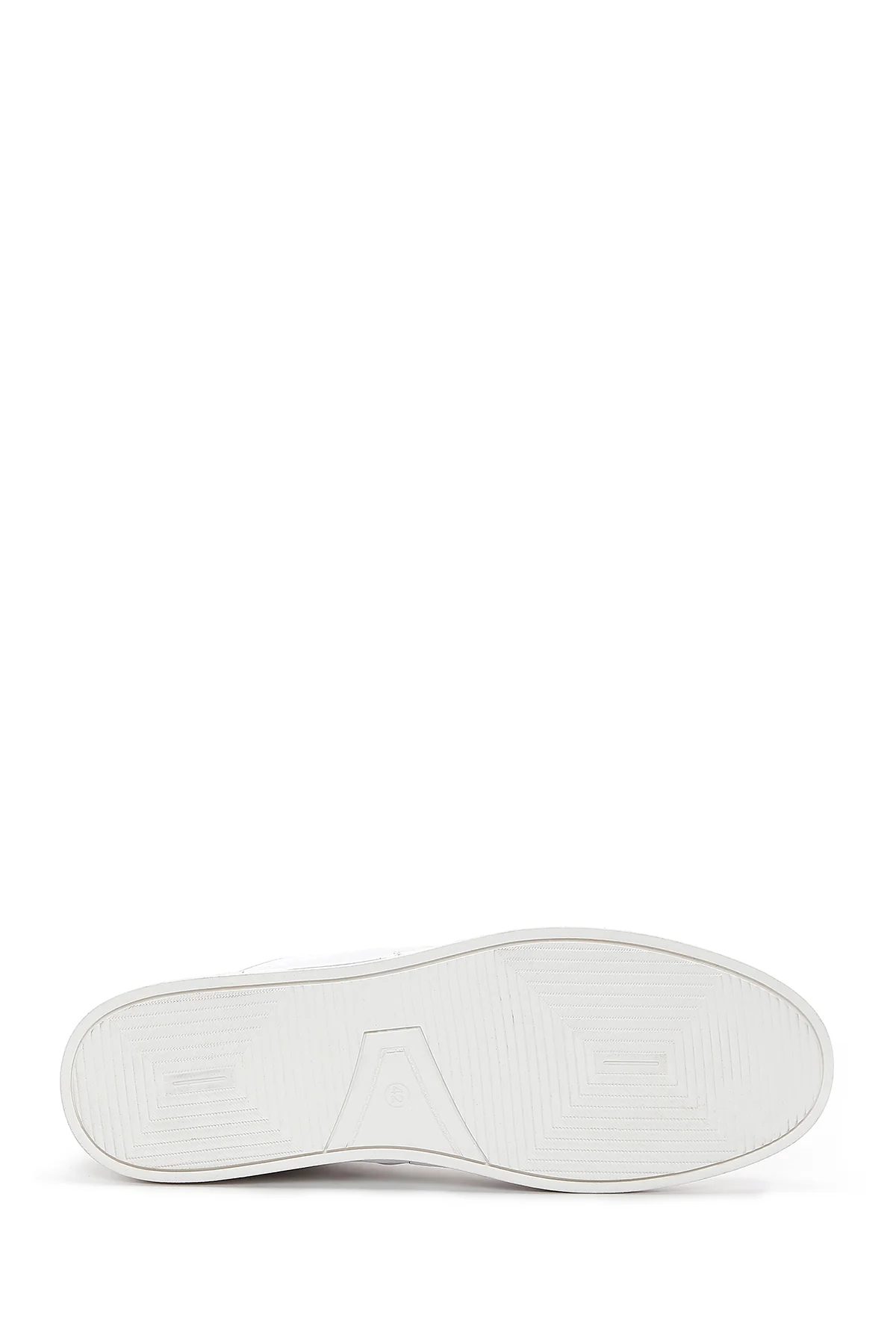 Erkek Beyaz Bağcıklı Deri Sneaker - Image 4