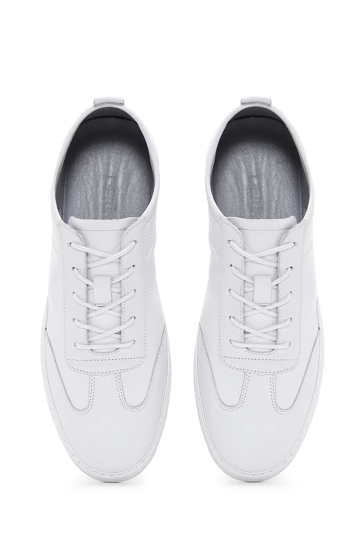 Erkek Beyaz Bağcıklı Deri Sneaker - Image 6