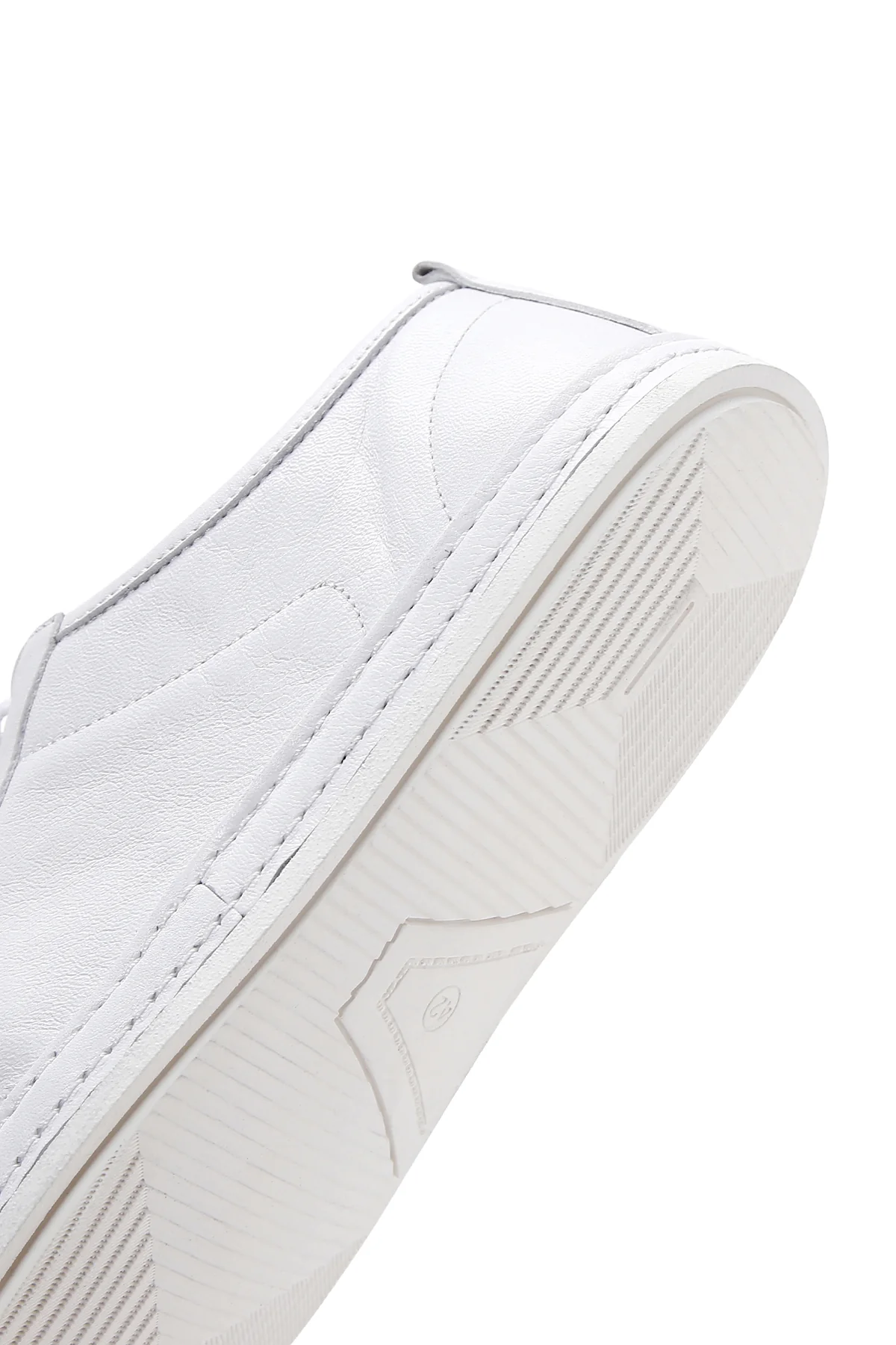 Erkek Beyaz Bağcıklı Deri Sneaker - Image 7