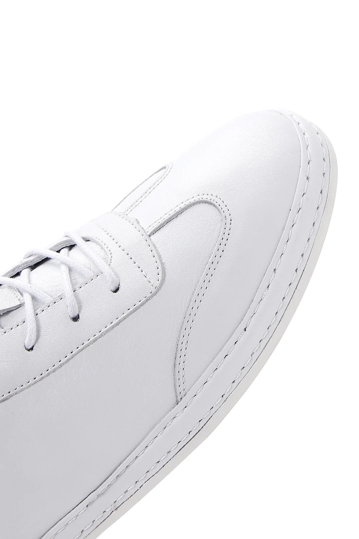 Erkek Beyaz Bağcıklı Deri Sneaker - Image 8
