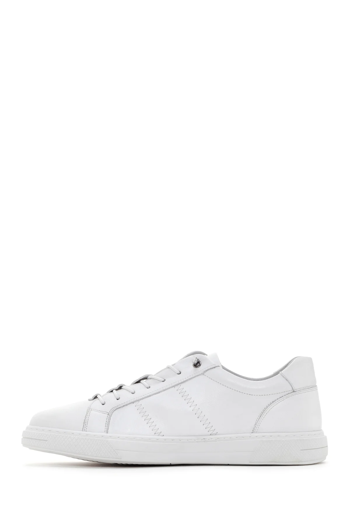Erkek Beyaz Bağcıklı Deri Sneaker - Image 2