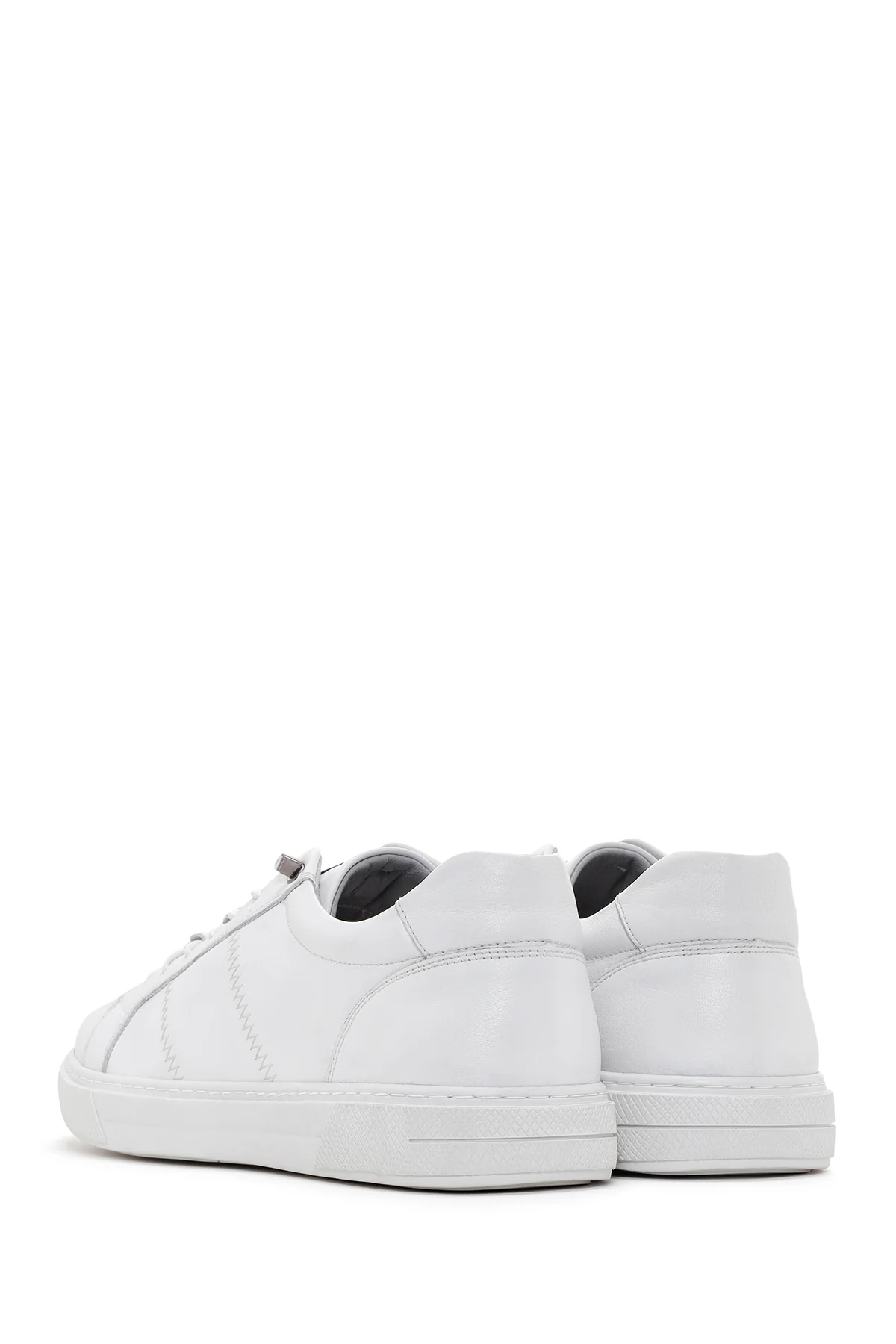 Erkek Beyaz Bağcıklı Deri Sneaker - Image 5