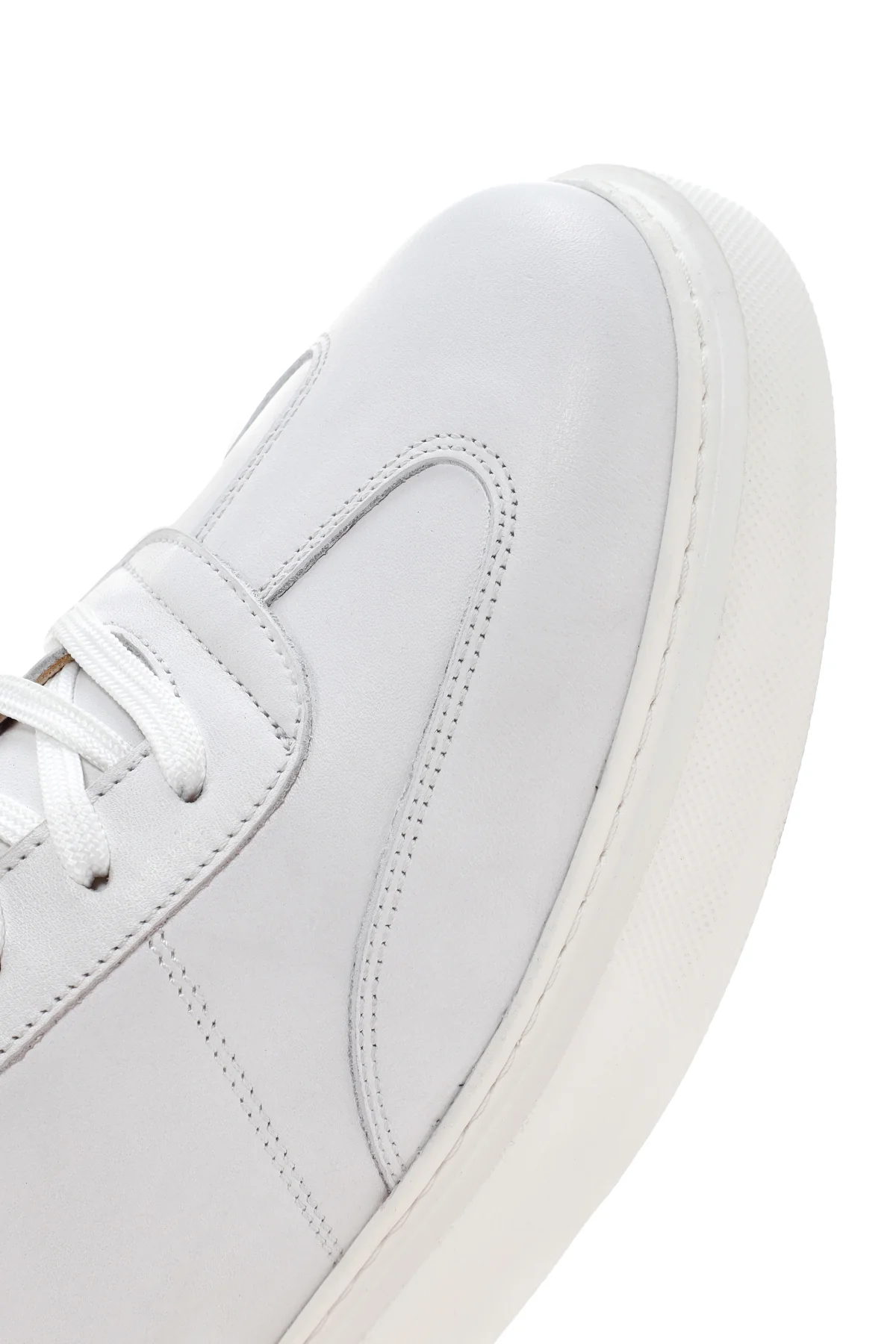 Erkek Beyaz Bağcıklı Deri Sneaker - Image 8