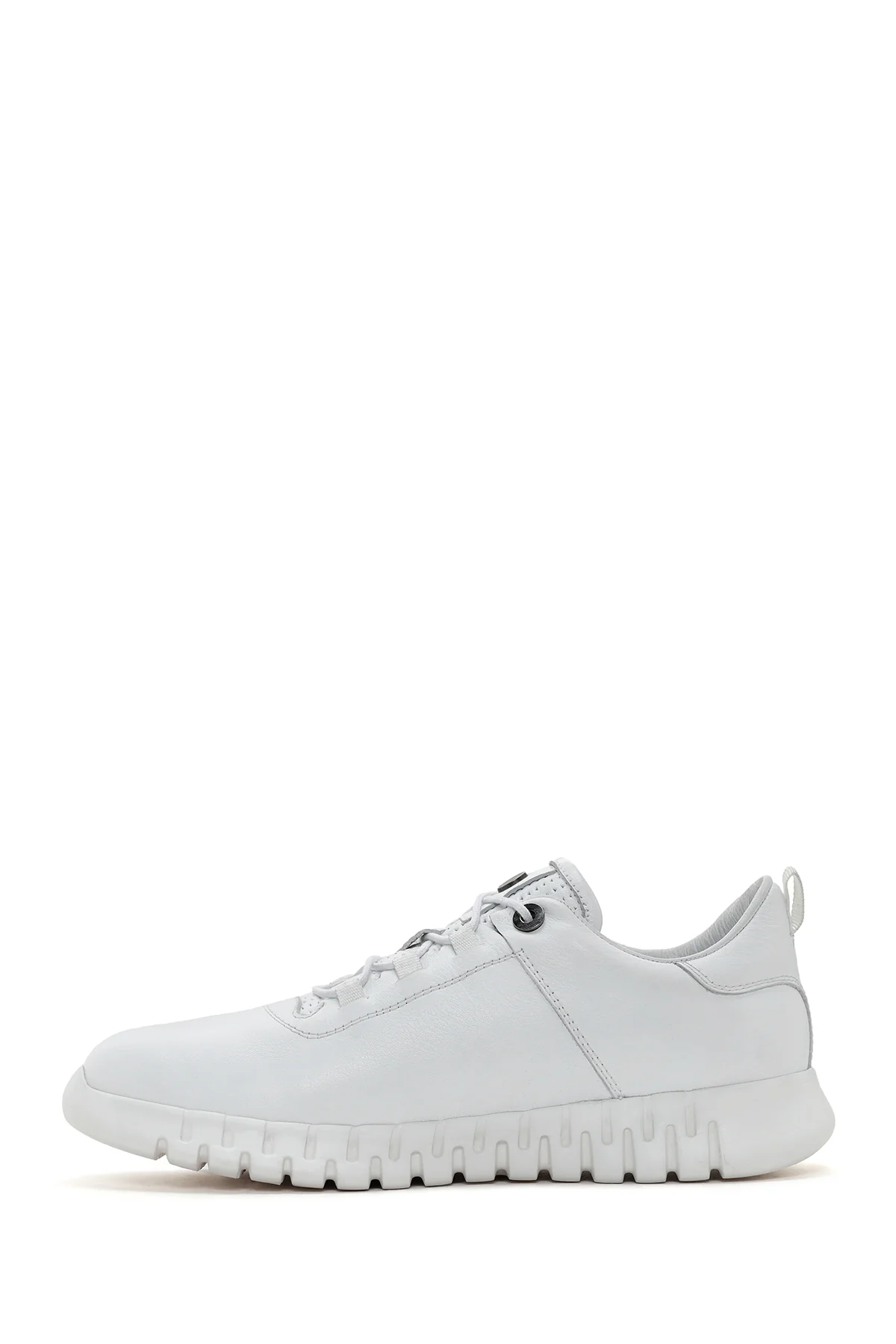 Erkek Beyaz Bağcıklı Deri Sneaker - Image 2