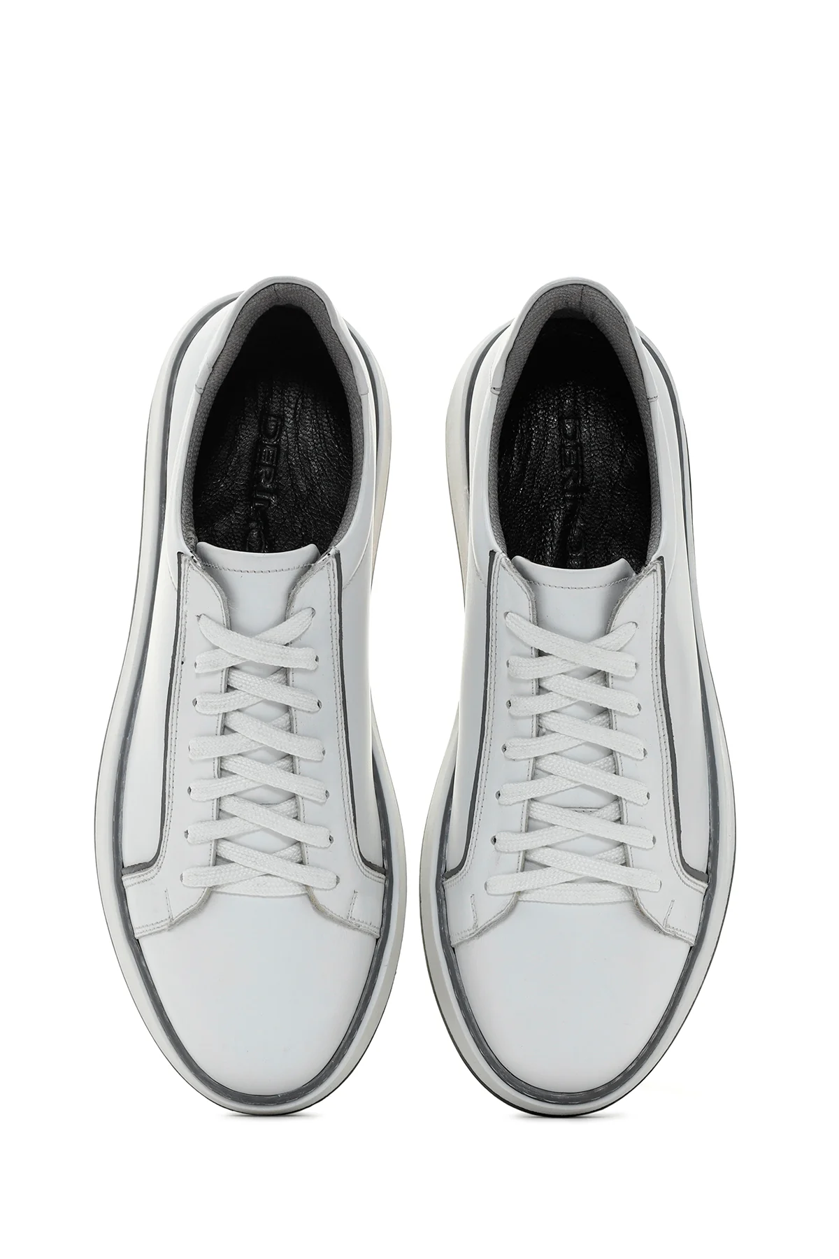 Erkek Beyaz Bağcıklı Deri Sneaker - Image 6