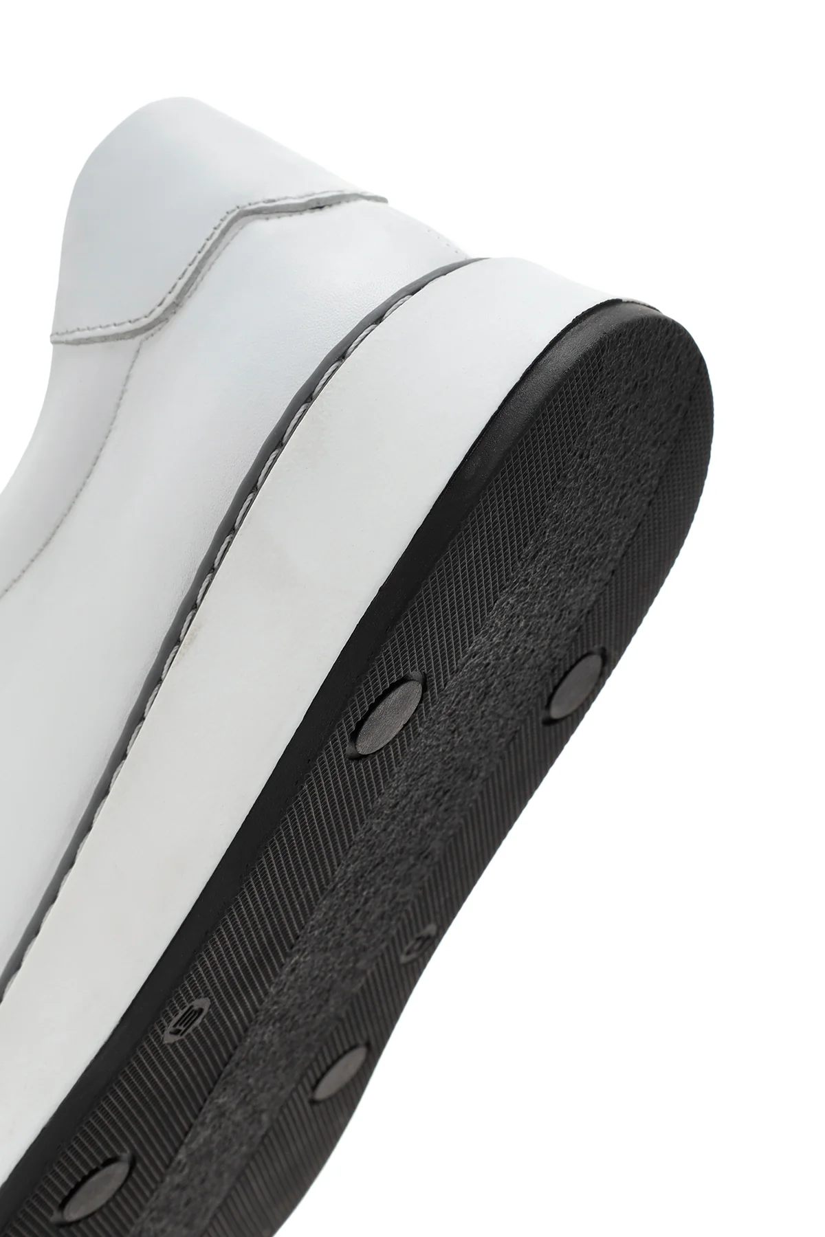 Erkek Beyaz Bağcıklı Deri Sneaker - Image 8